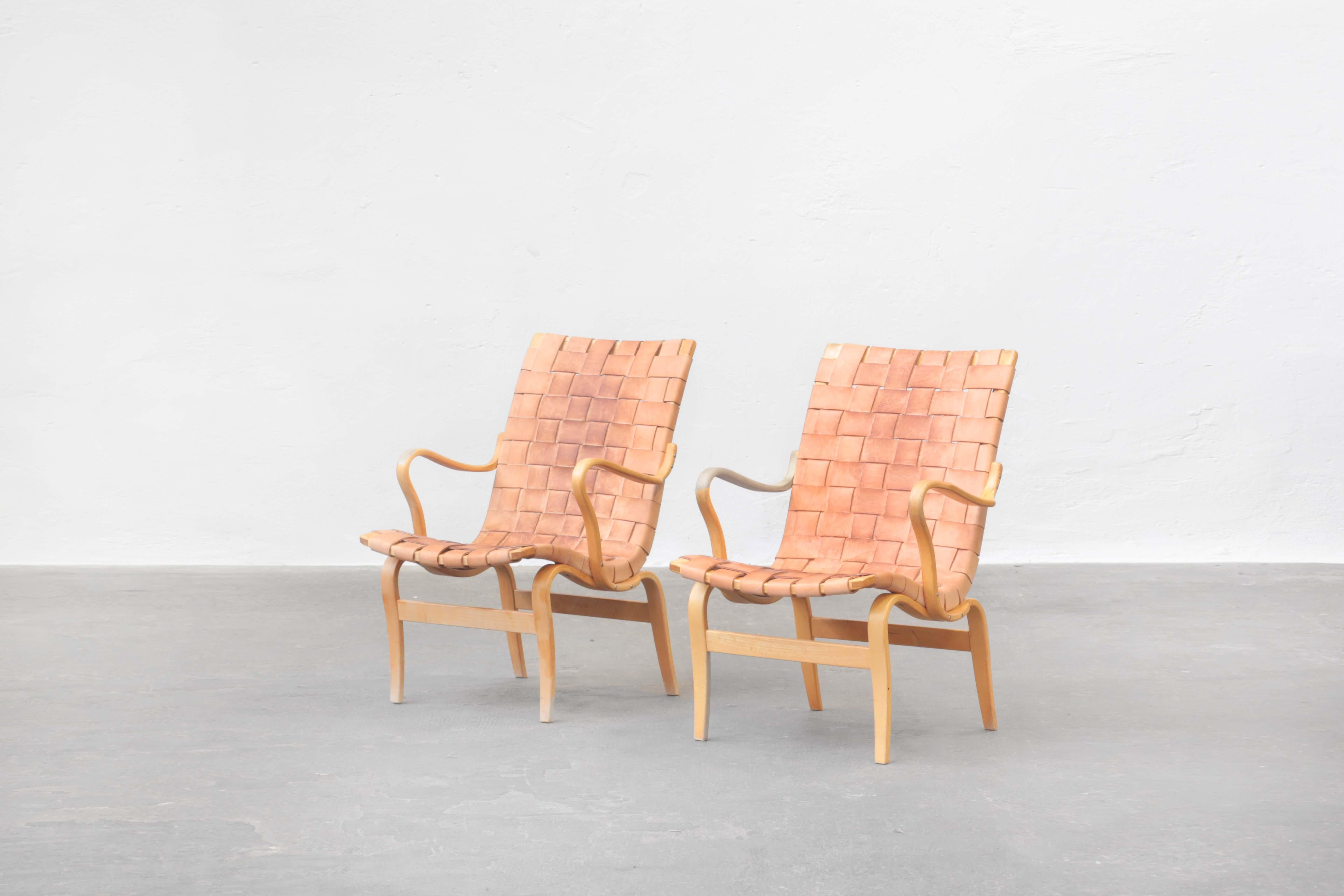 20th Century Pair of Beautiful Danish Lounge Chairs by Bruno Mathsson for Karl Mathsson, 1960