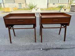 Pair of Beautiful Danish teak night stands from the 1960's with string shelves