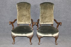 Pair of Beautiful Eagle Carved Solid Mahogany Georgian Armchairs