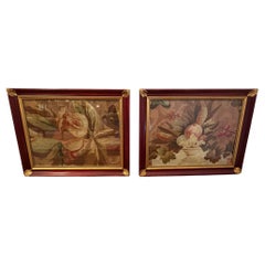 Pair of Beautiful Framed Antique Tapestries