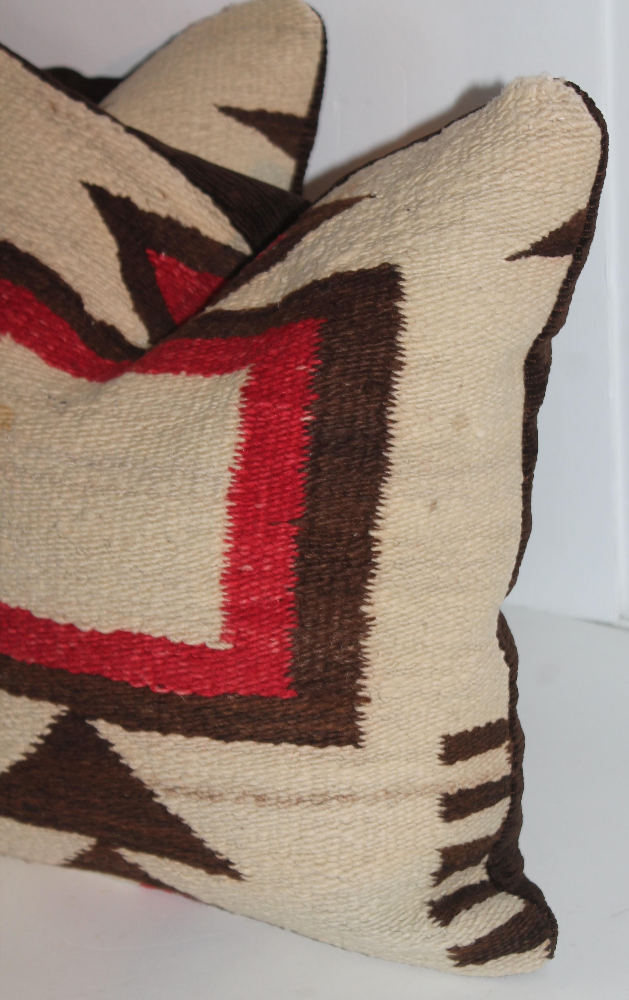 20th Century Pair of Beautiful Geometric Navajo Indian Weaving Pillows