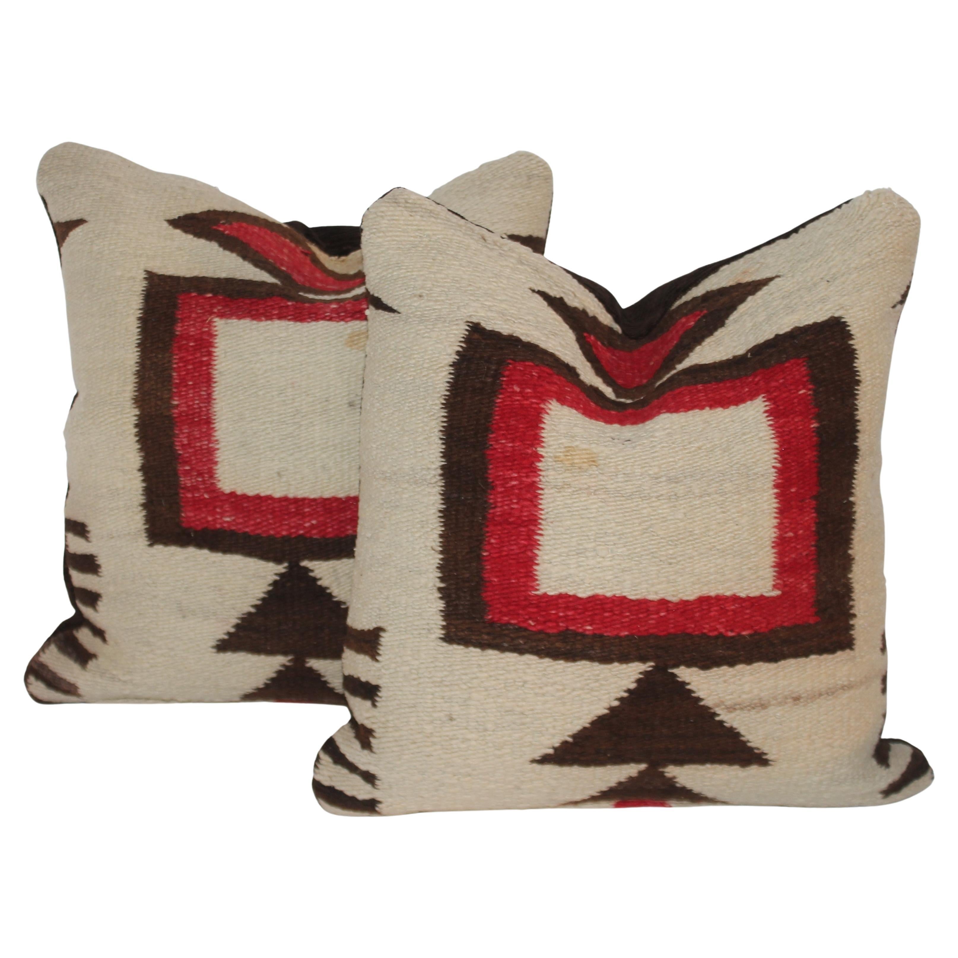 Pair of Beautiful Geometric Navajo Indian Weaving Pillows
