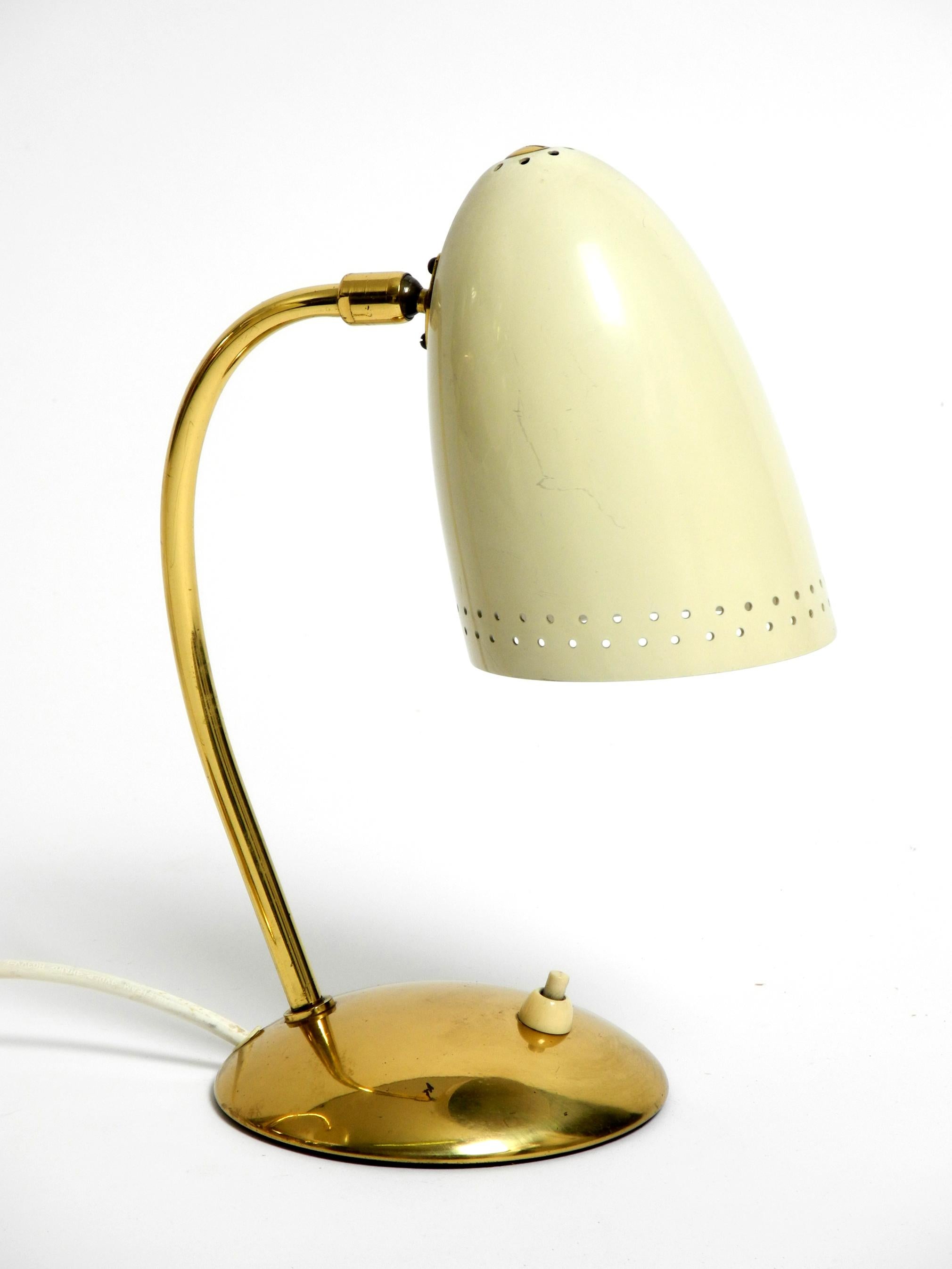 Pair of Beautiful German Mid-Century Modern Brass Table Lamps with Metal Shades For Sale 12