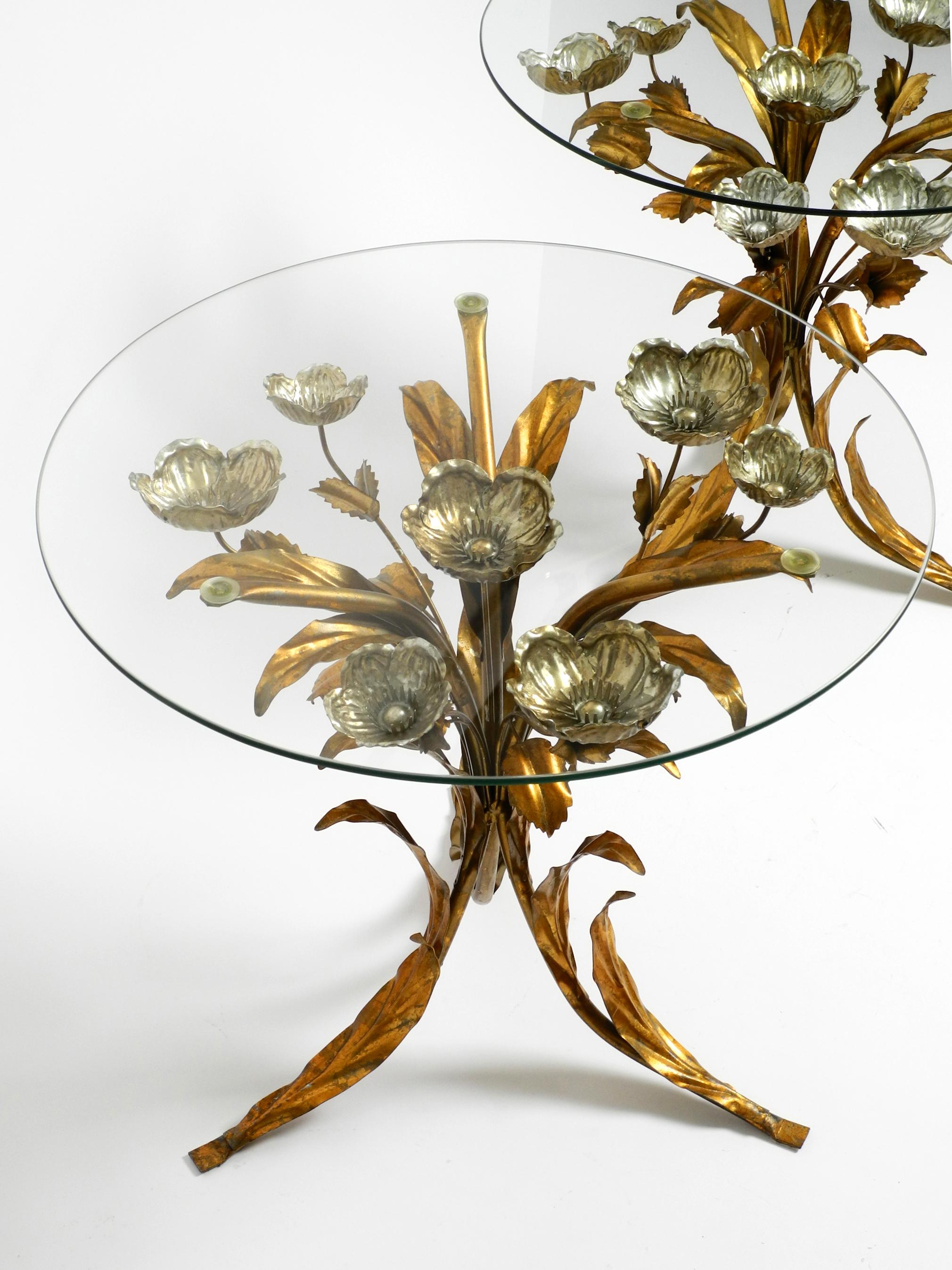 Pair of beautiful gold and silver plated Mid Century Florentine side tables  For Sale 11