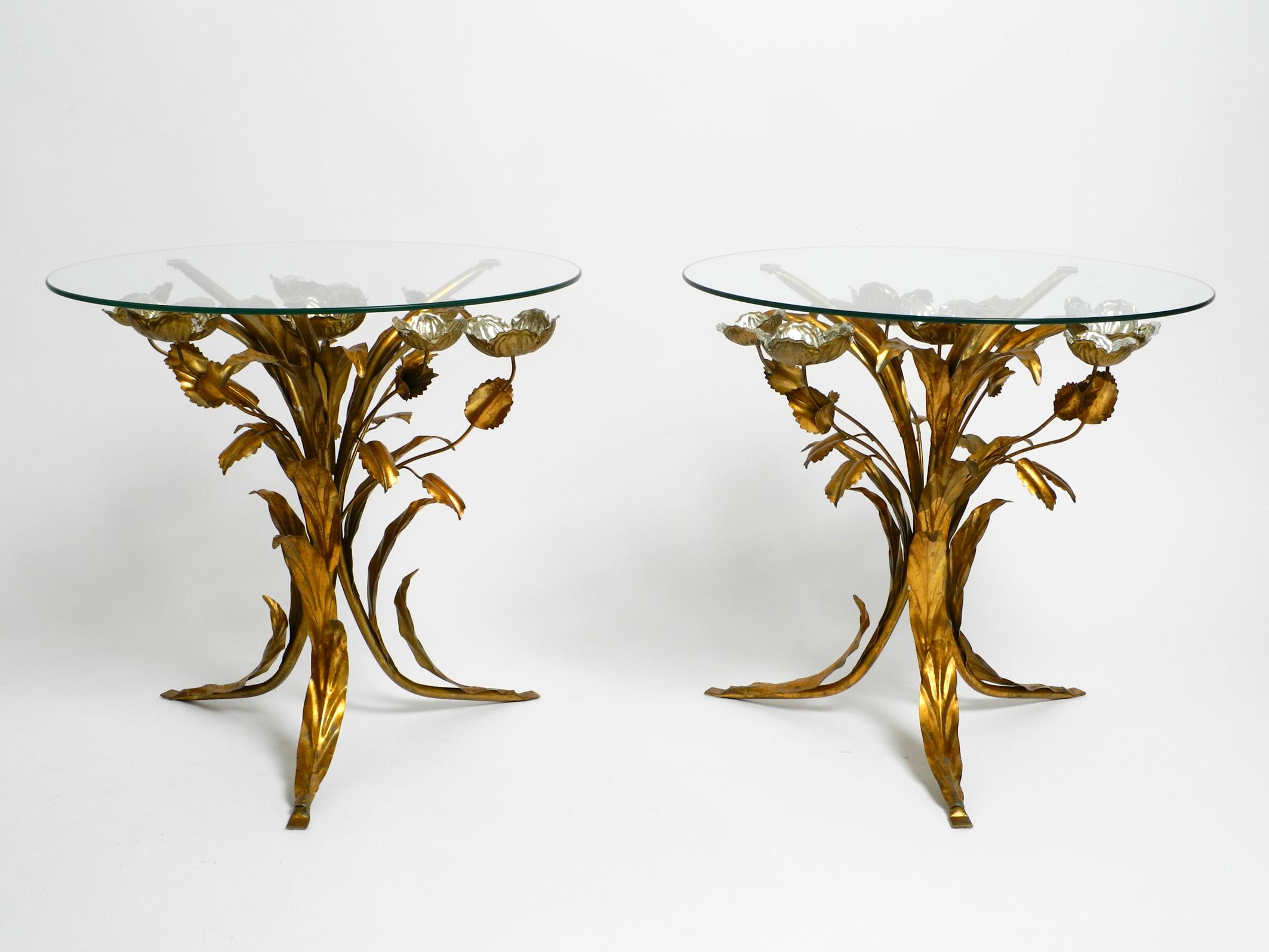 Pair of beautiful gold and silver plated Mid Century Florentine side tables  For Sale 12
