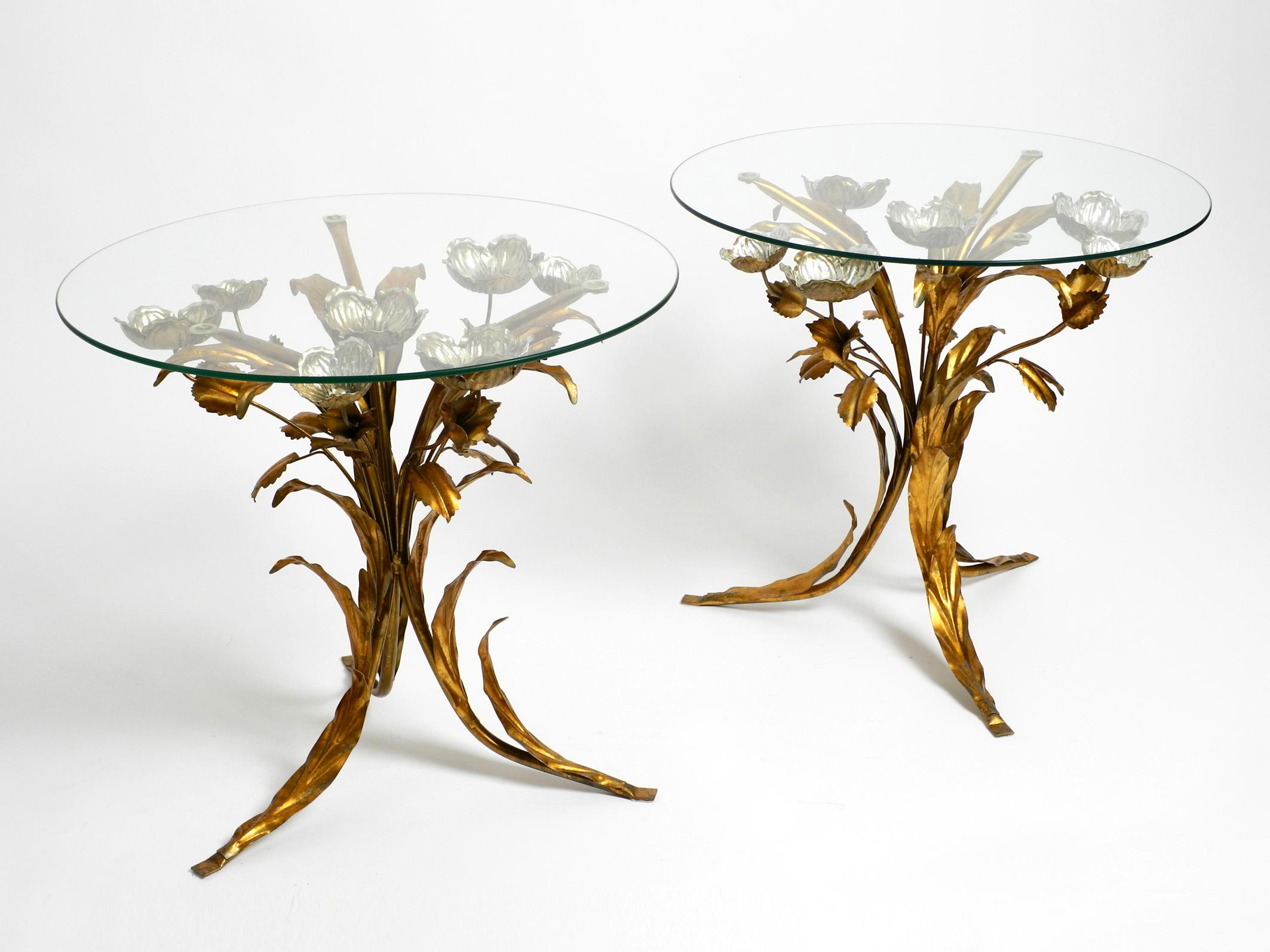 Pair of beautiful gold and silver plated Mid Century Florentine side tables  For Sale 13