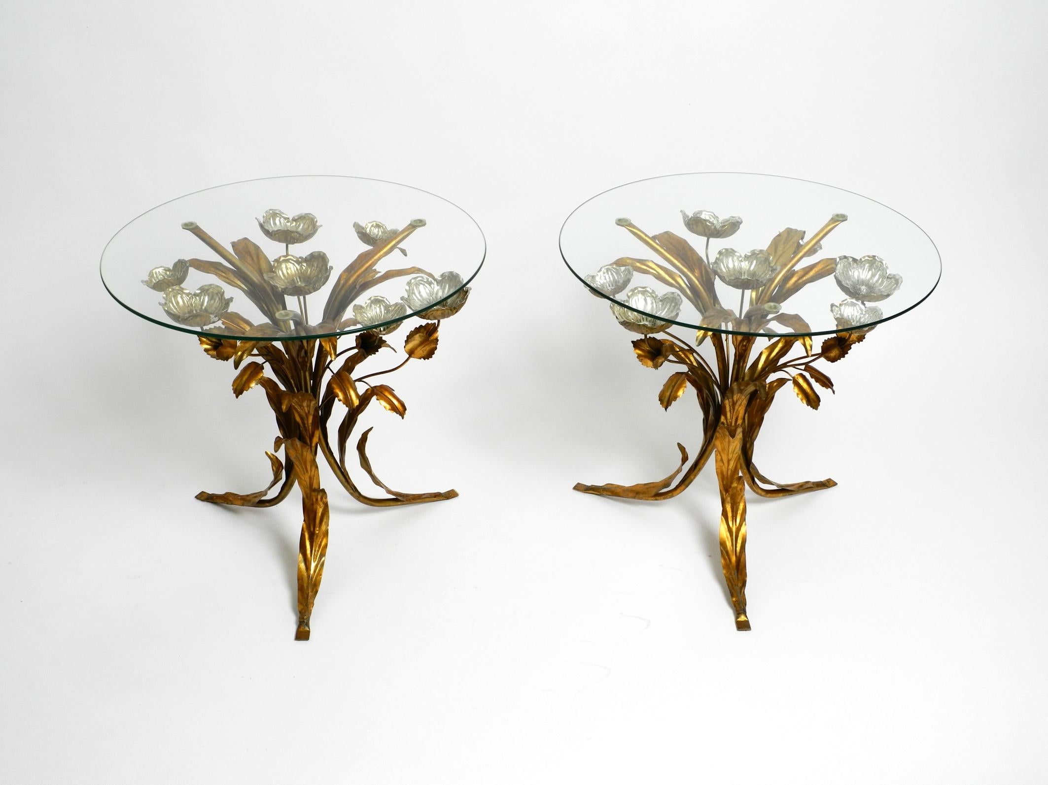 Mid-Century Modern Pair of beautiful gold and silver plated Mid Century Florentine side tables  For Sale