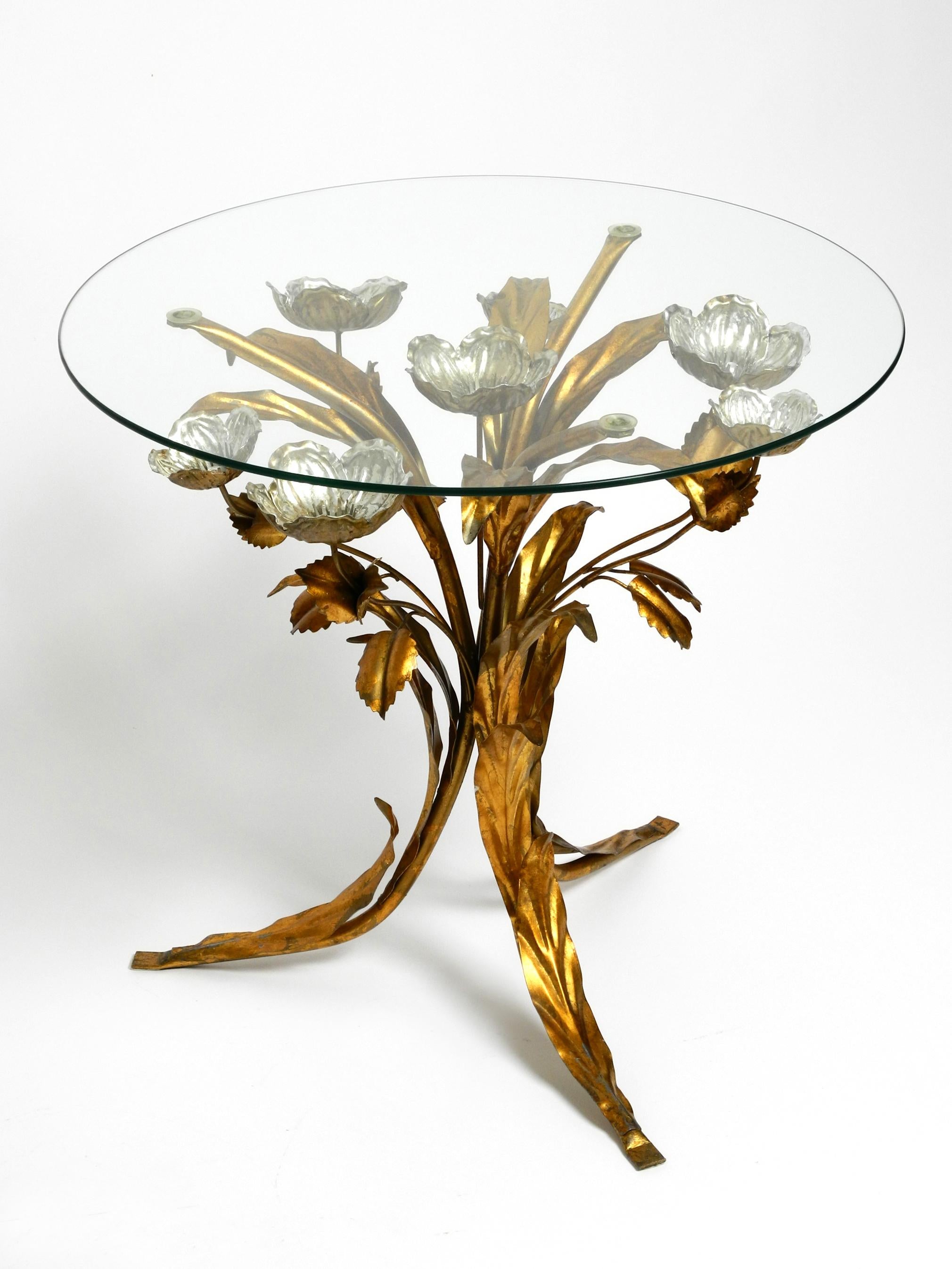 Pair of beautiful gold and silver plated Mid Century Florentine side tables  For Sale 1