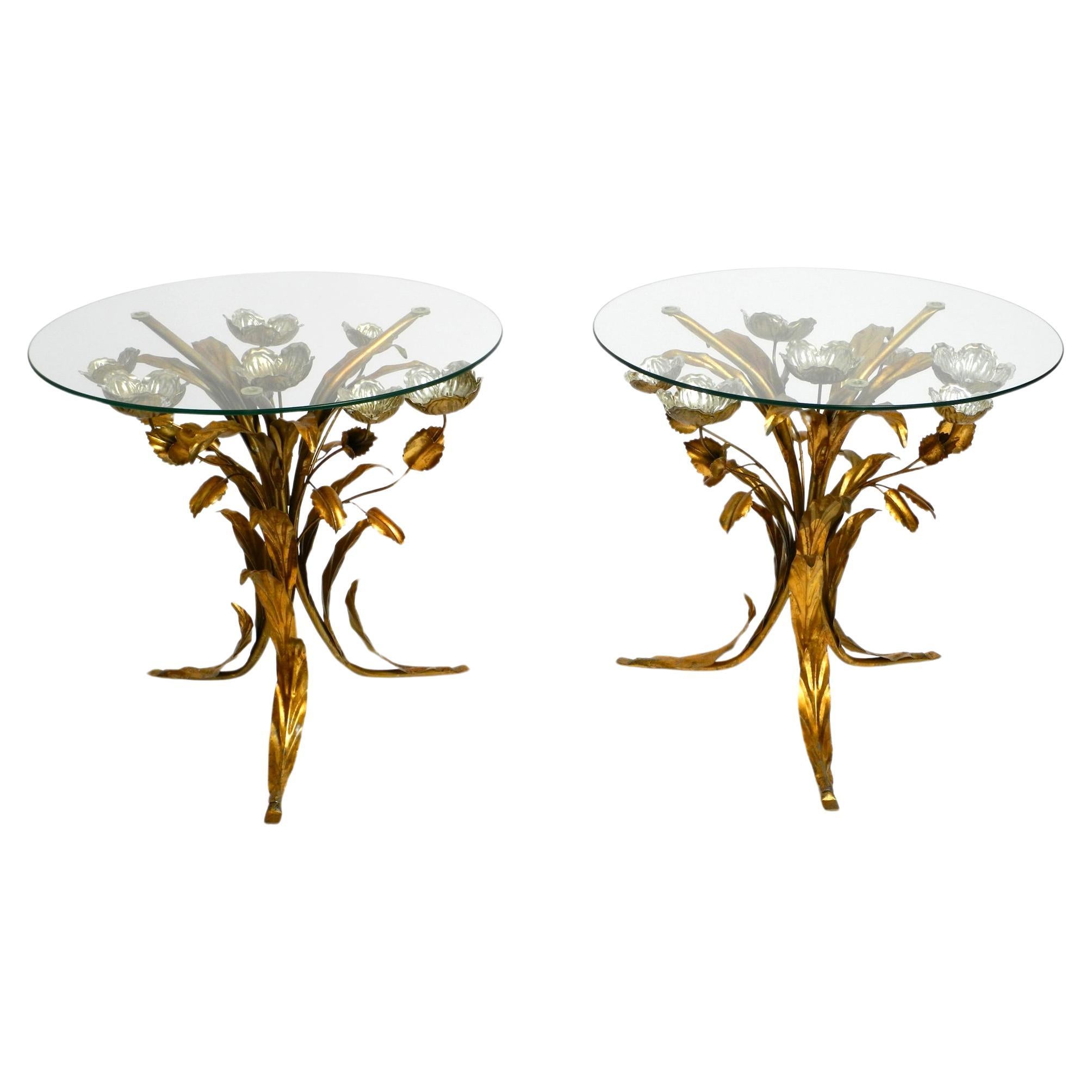 Pair of beautiful gold and silver plated Mid Century Florentine side tables  For Sale