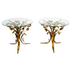 Pair of beautiful gold and silver plated Mid Century Florentine side tables 