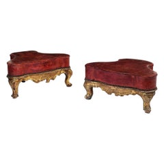 Pair of Beautiful Highly Rare Venetian Low Stools