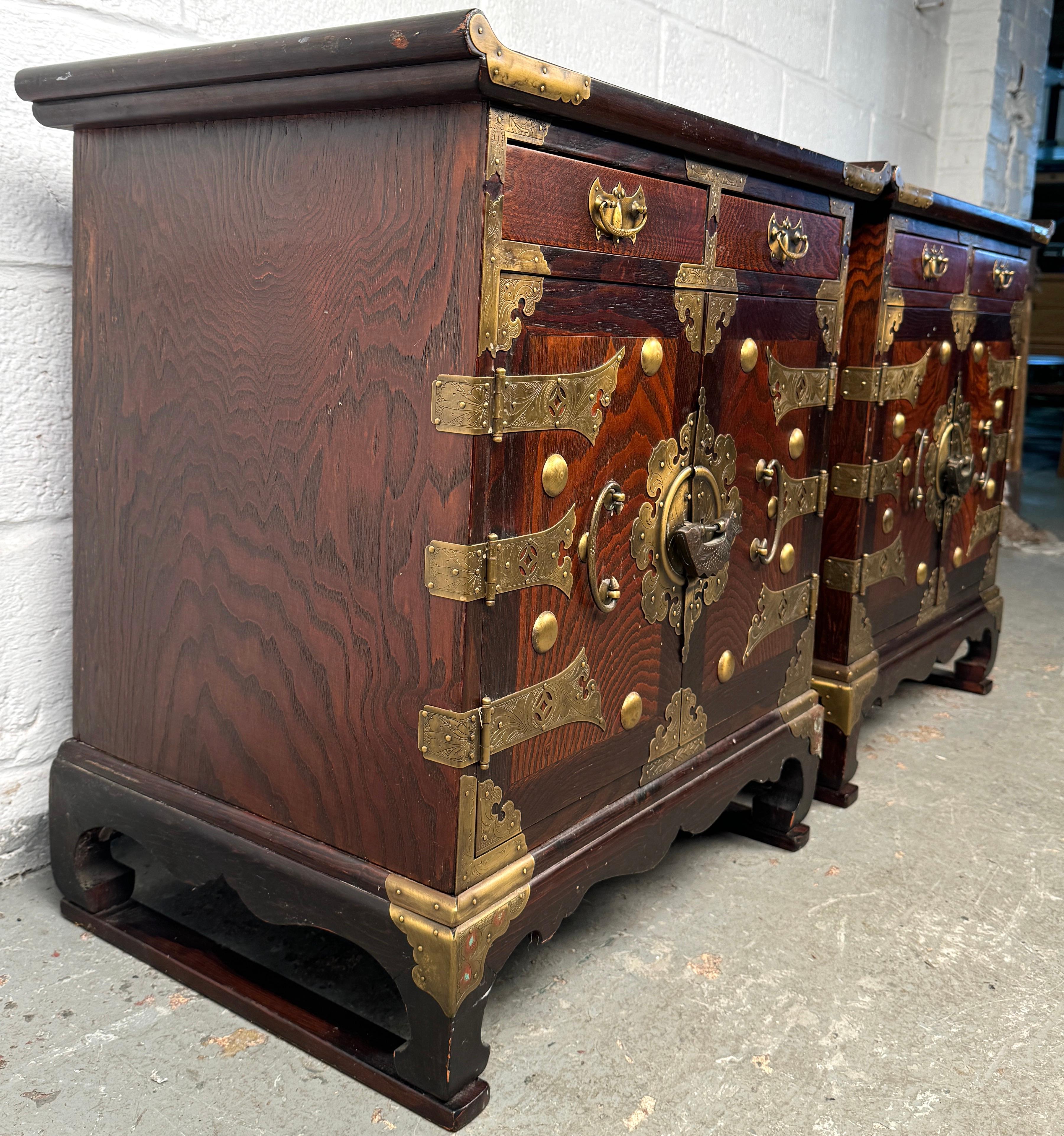 Unknown Pair of Beautiful Korean Tansu-style Night Stands For Sale