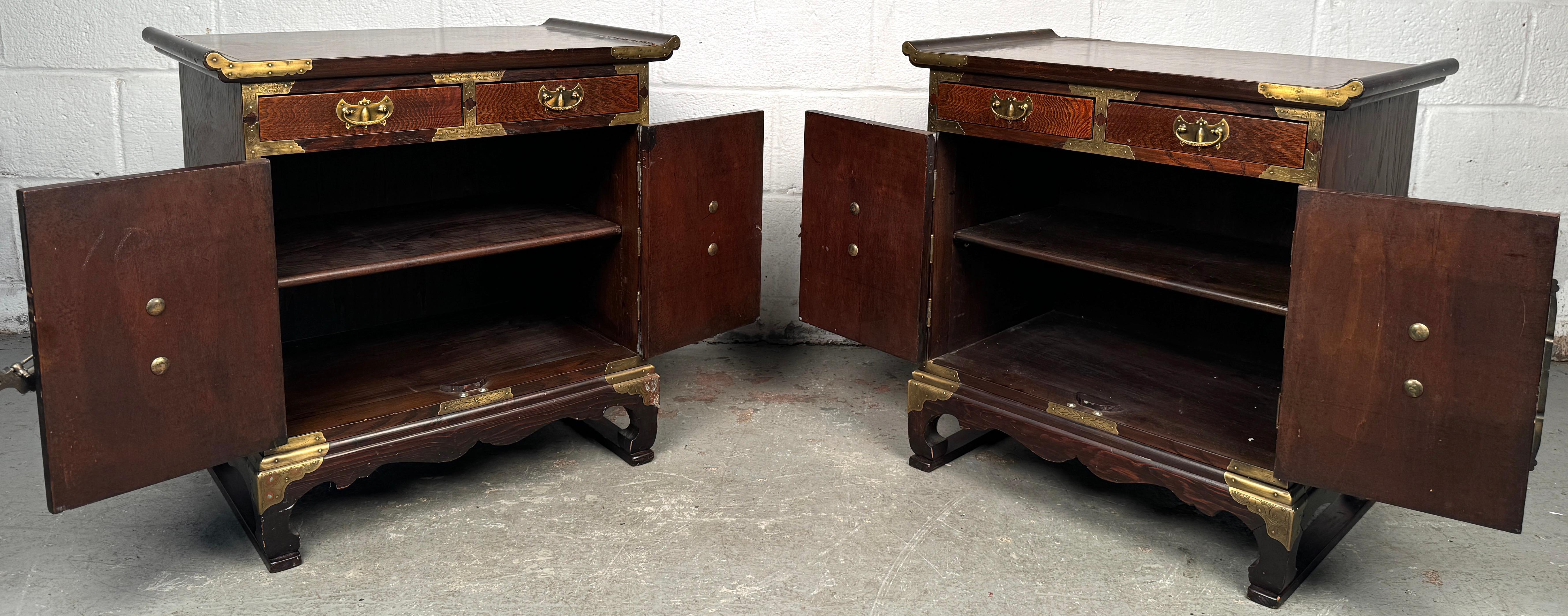 Wood Pair of Beautiful Korean Tansu-style Night Stands For Sale