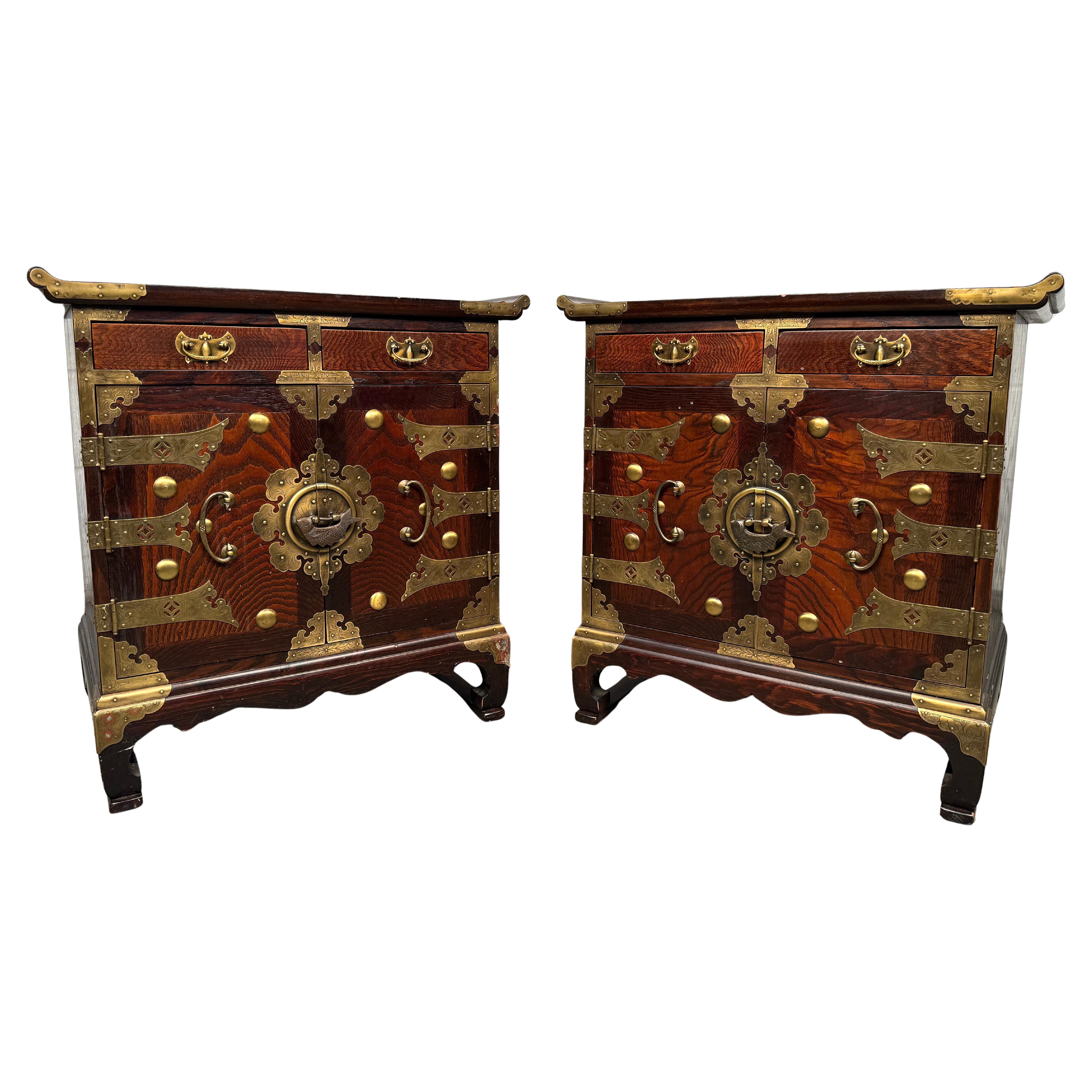 Pair of Beautiful Korean Tansu-style Night Stands For Sale