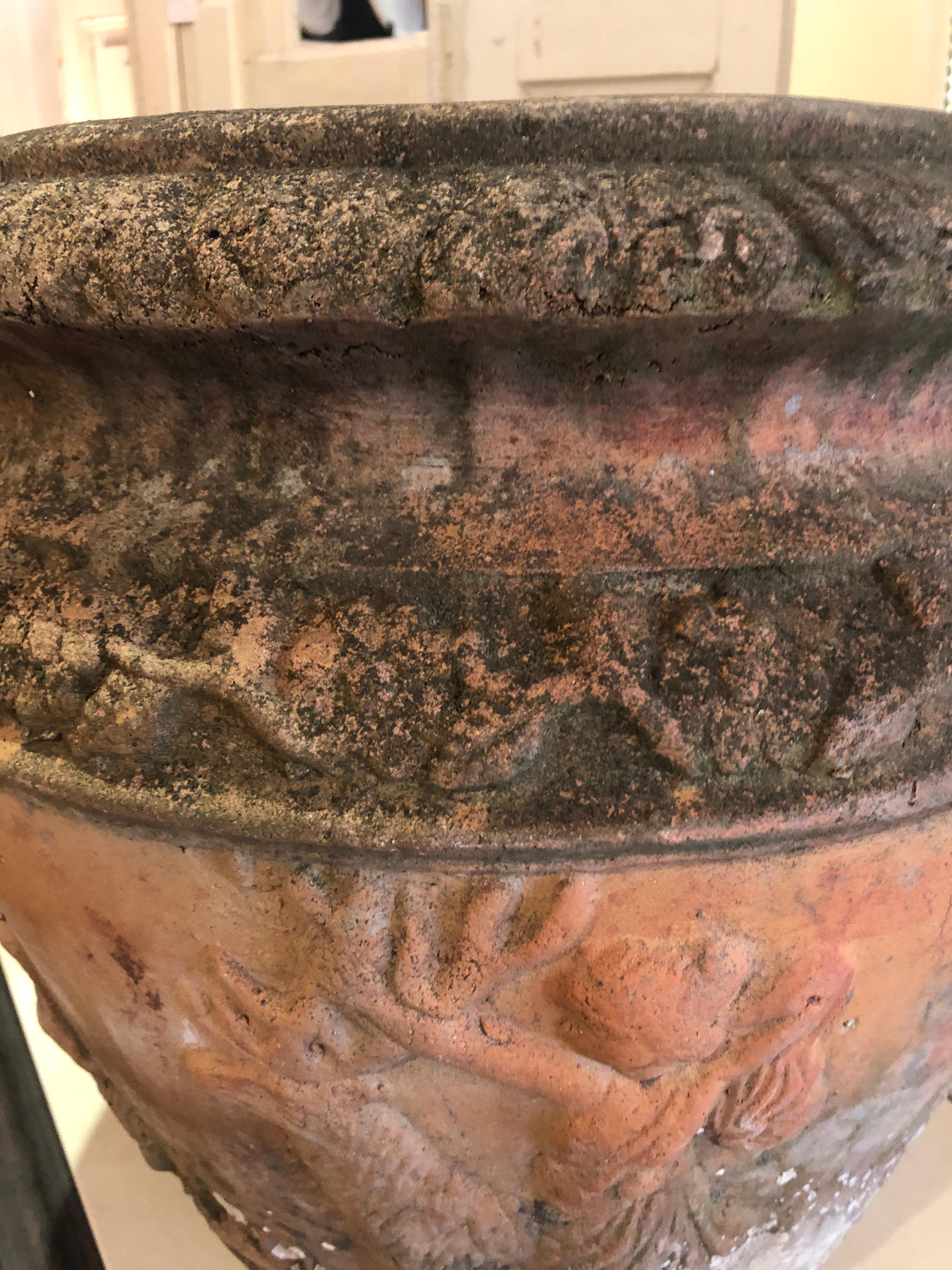 Early 20th Century Pair of Beautiful Large Antique English Terracotta Garden Urn Jardinaires