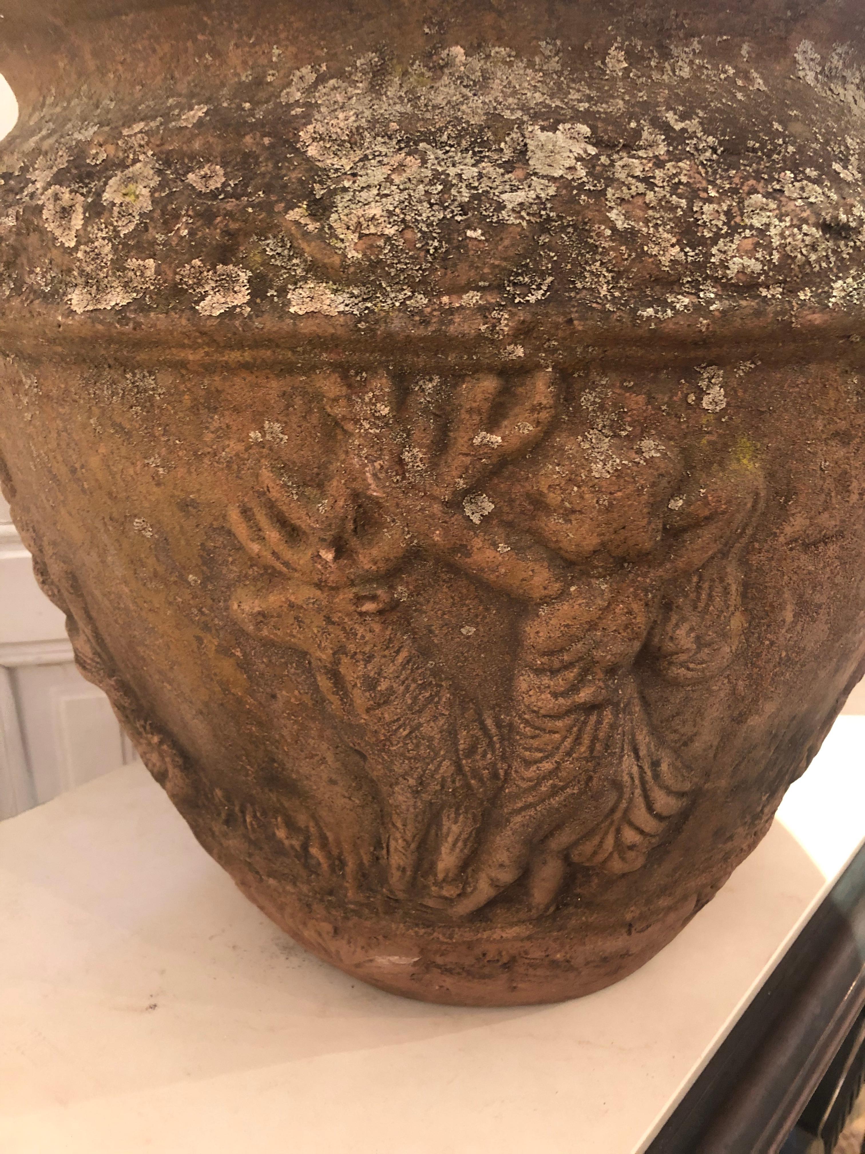 Pair of Beautiful Large Antique English Terracotta Garden Urn Jardinaires 2