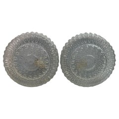 Pair of Beautiful large Massive Lighting Flush Mount Ceiling Lights, 1970s