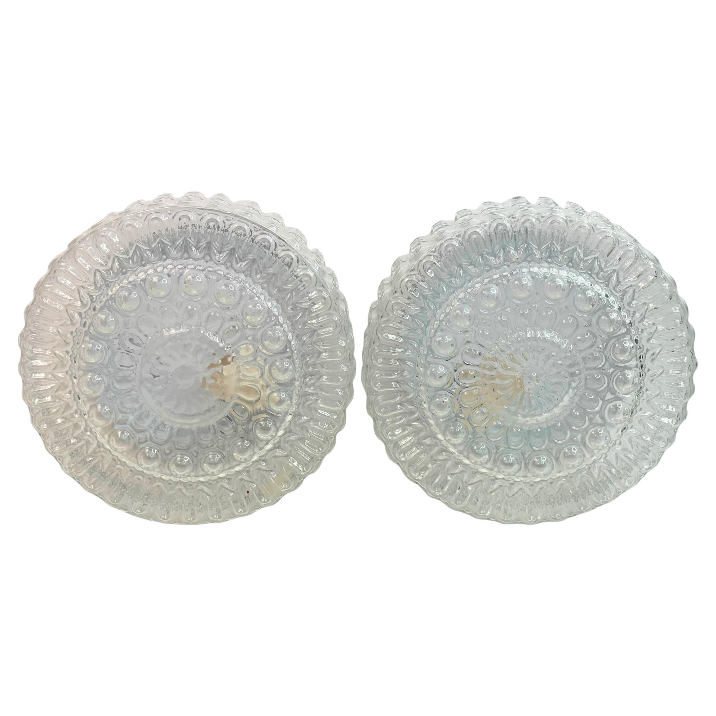 Pair of Beautiful large Massive Lighting Flush Mount Ceiling Lights, 1970s