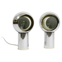 Pair of beautiful large Mid Century Space Age chrome table lamps - Made in Italy