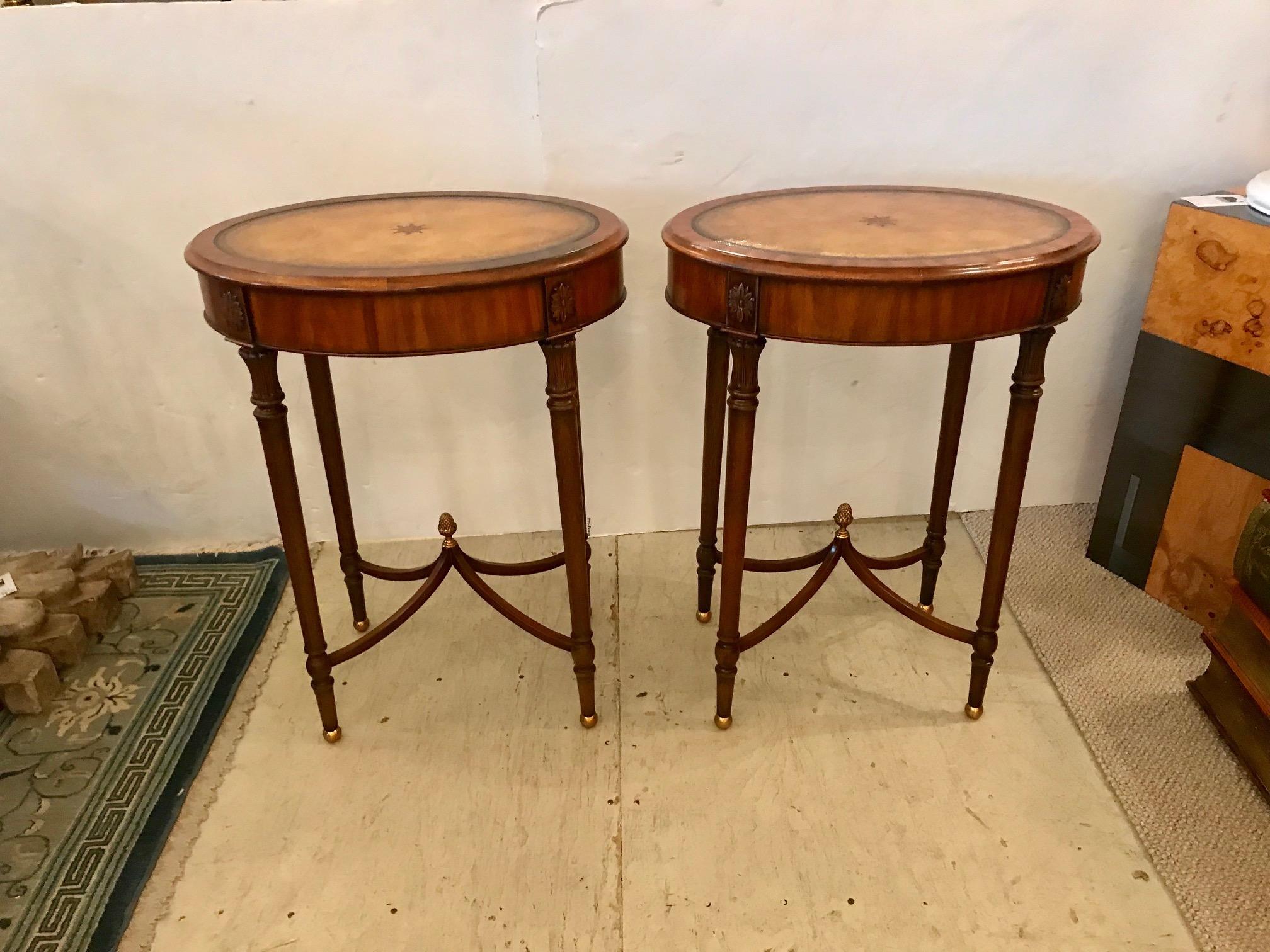 Pair of Beautiful Maitland-Smith Oval Side Tables In Excellent Condition In Hopewell, NJ