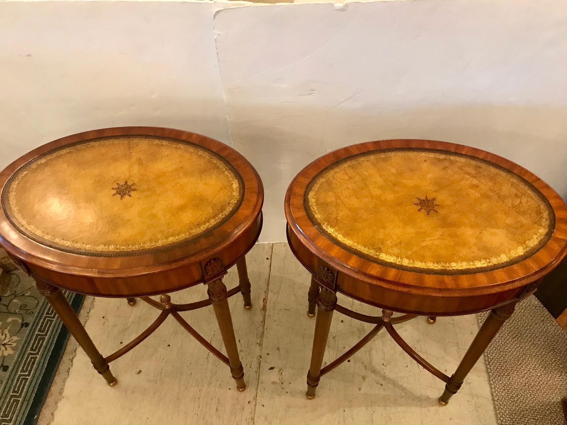 Late 20th Century Pair of Beautiful Maitland-Smith Oval Side Tables