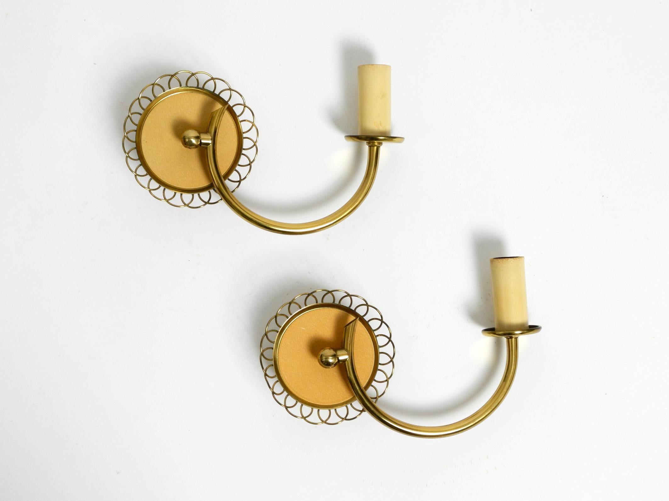 Pair of beautiful mid century brass wall lamps from Vereinigte Werkstätten 7