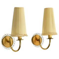 Pair of beautiful mid century brass wall lamps from Vereinigte Werkstätten