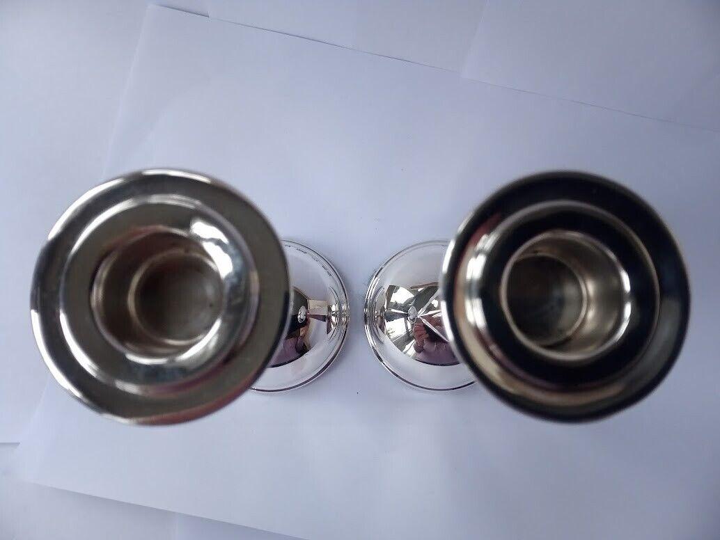 Pair of Beautiful Modern Sterling Silver Candlesticks by WW, 2002 In Good Condition For Sale In London, GB