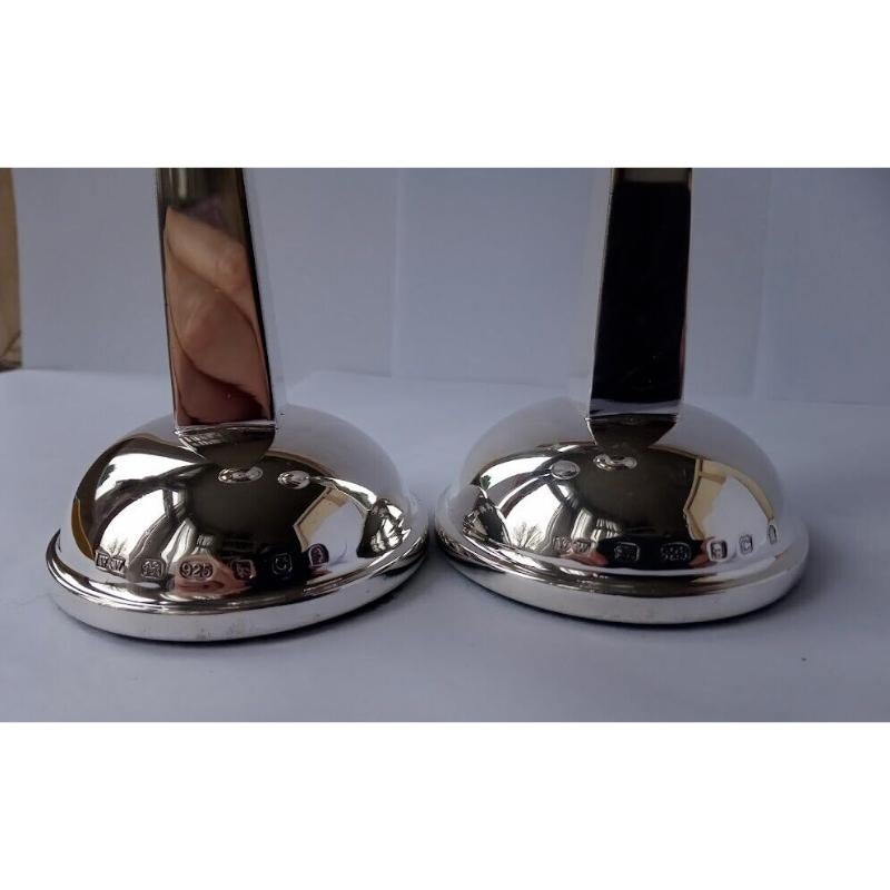 Pair of Beautiful Modern Sterling Silver Candlesticks by WW, 2002 For Sale 3