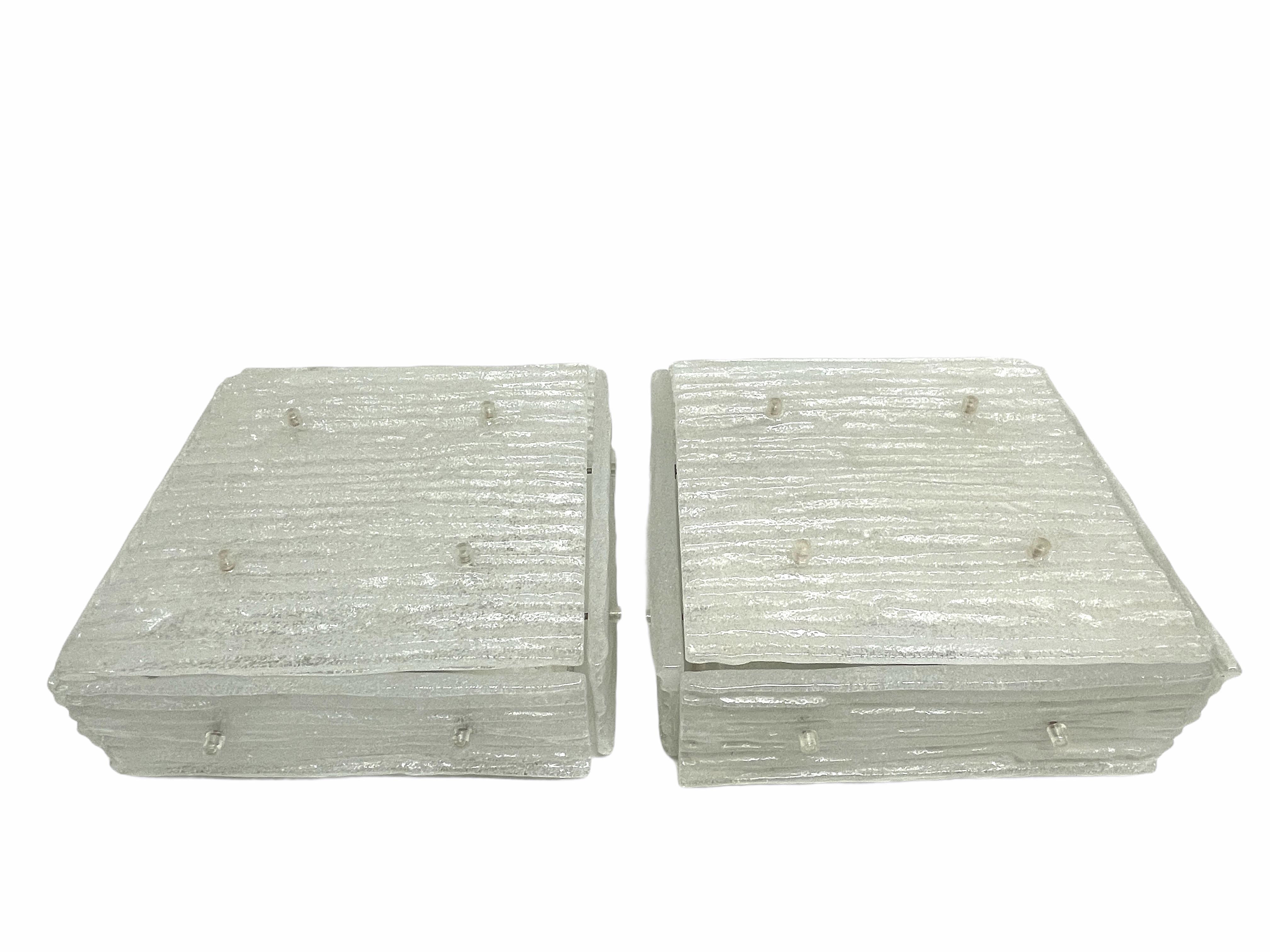 Pareja de hermosos empotrables de cristal de Murano de Kalmar Leuchten, Vintage años 60 Moderno de mediados de siglo en venta