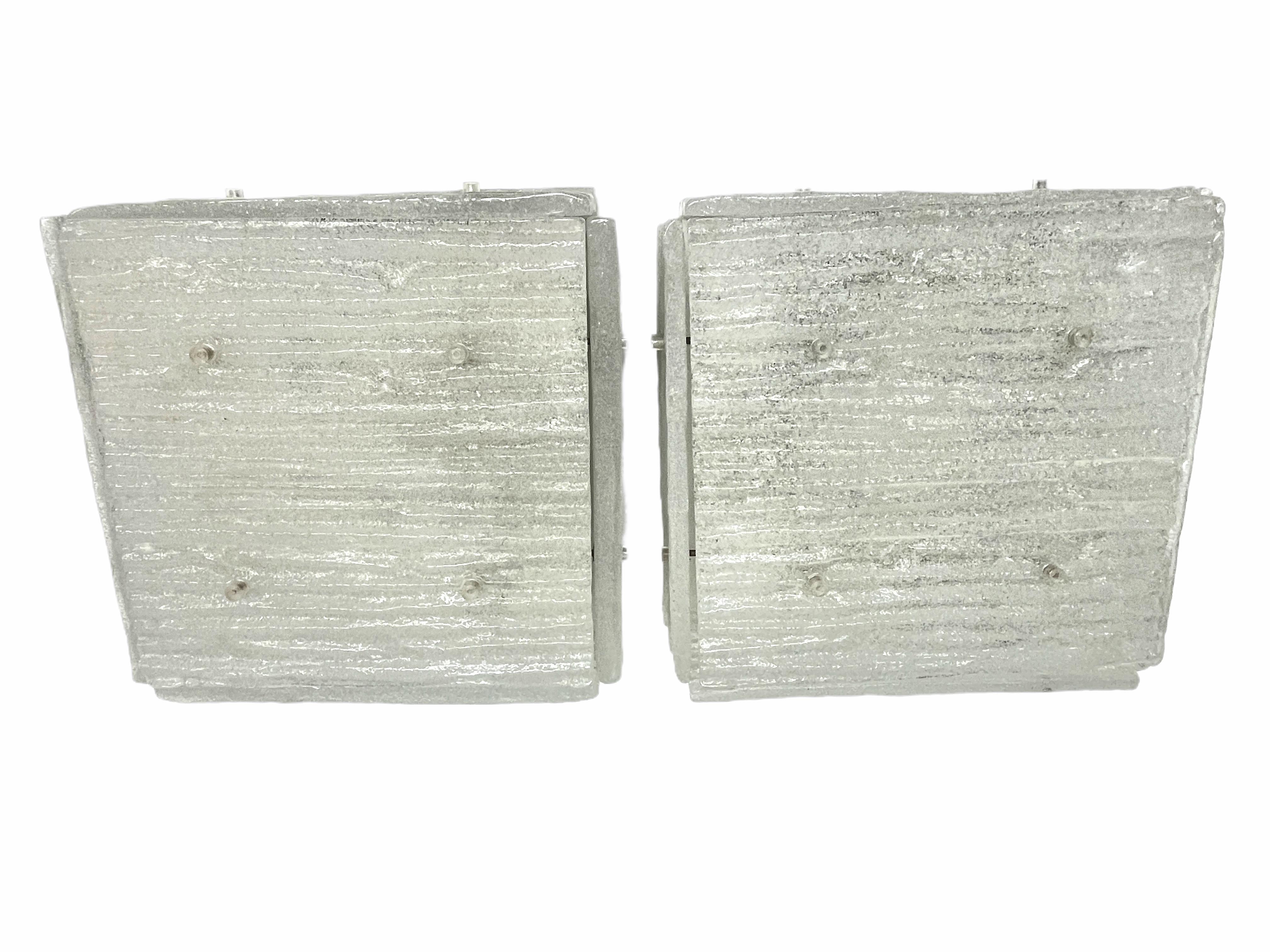 Pareja de hermosos empotrables de cristal de Murano de Kalmar Leuchten, Vintage años 60 Alemán en venta