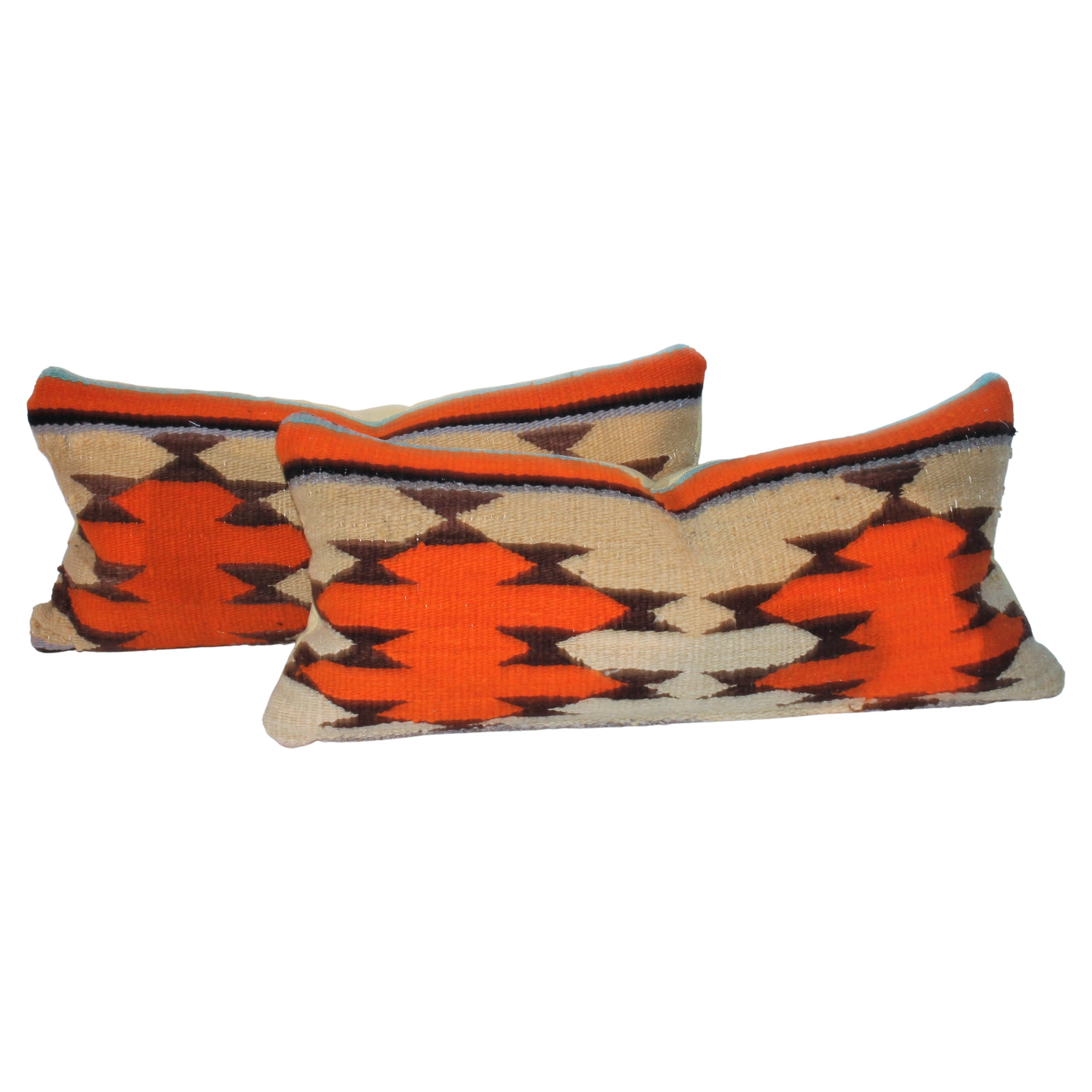 Pair of Beautiful Navajo Weaving Bolster Pillows