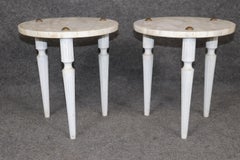 Pair of Beautiful Painted Marble Top Painted End Tables