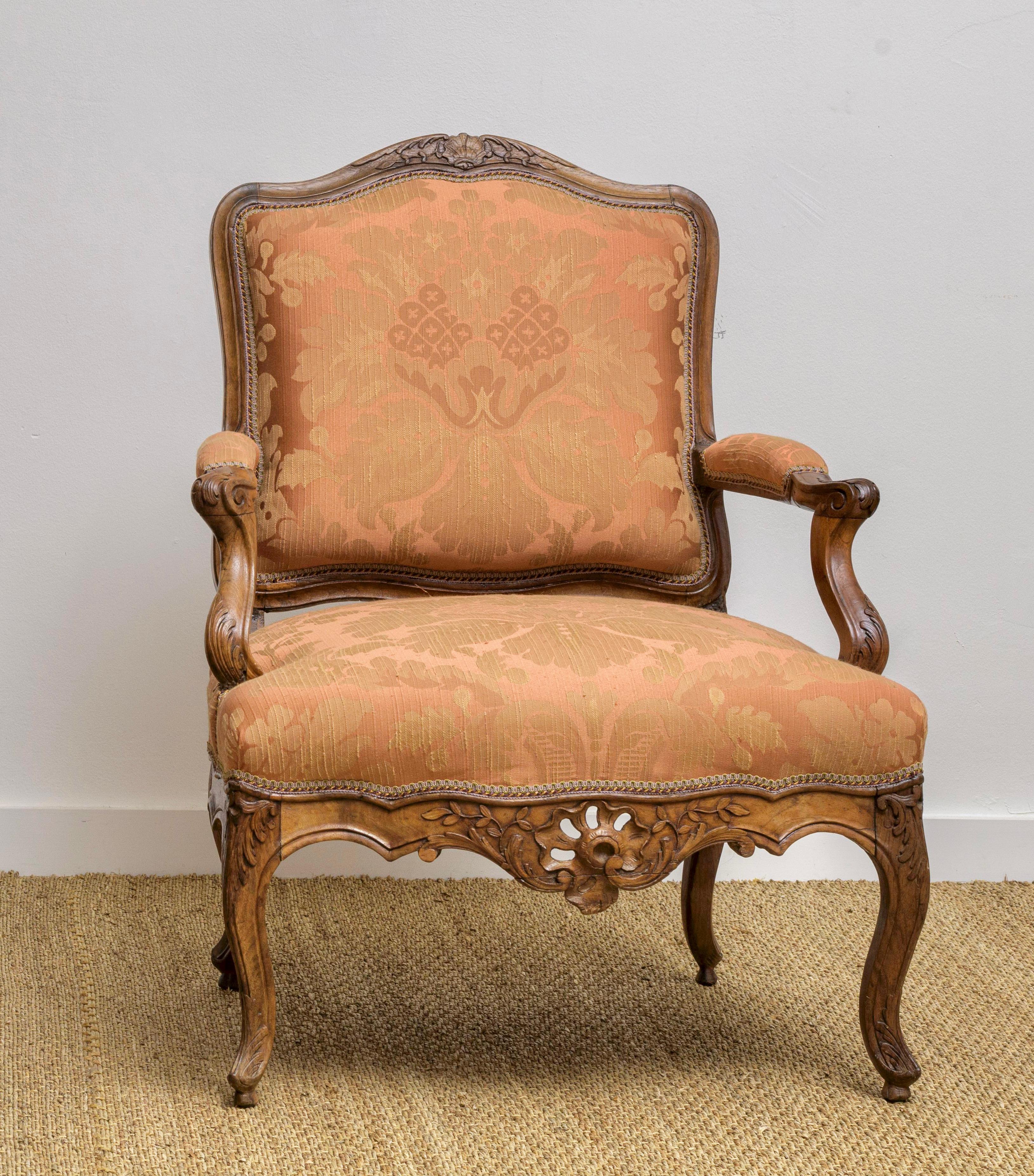 French Pair of beautiful period Louis XV Walnut Armchairs 