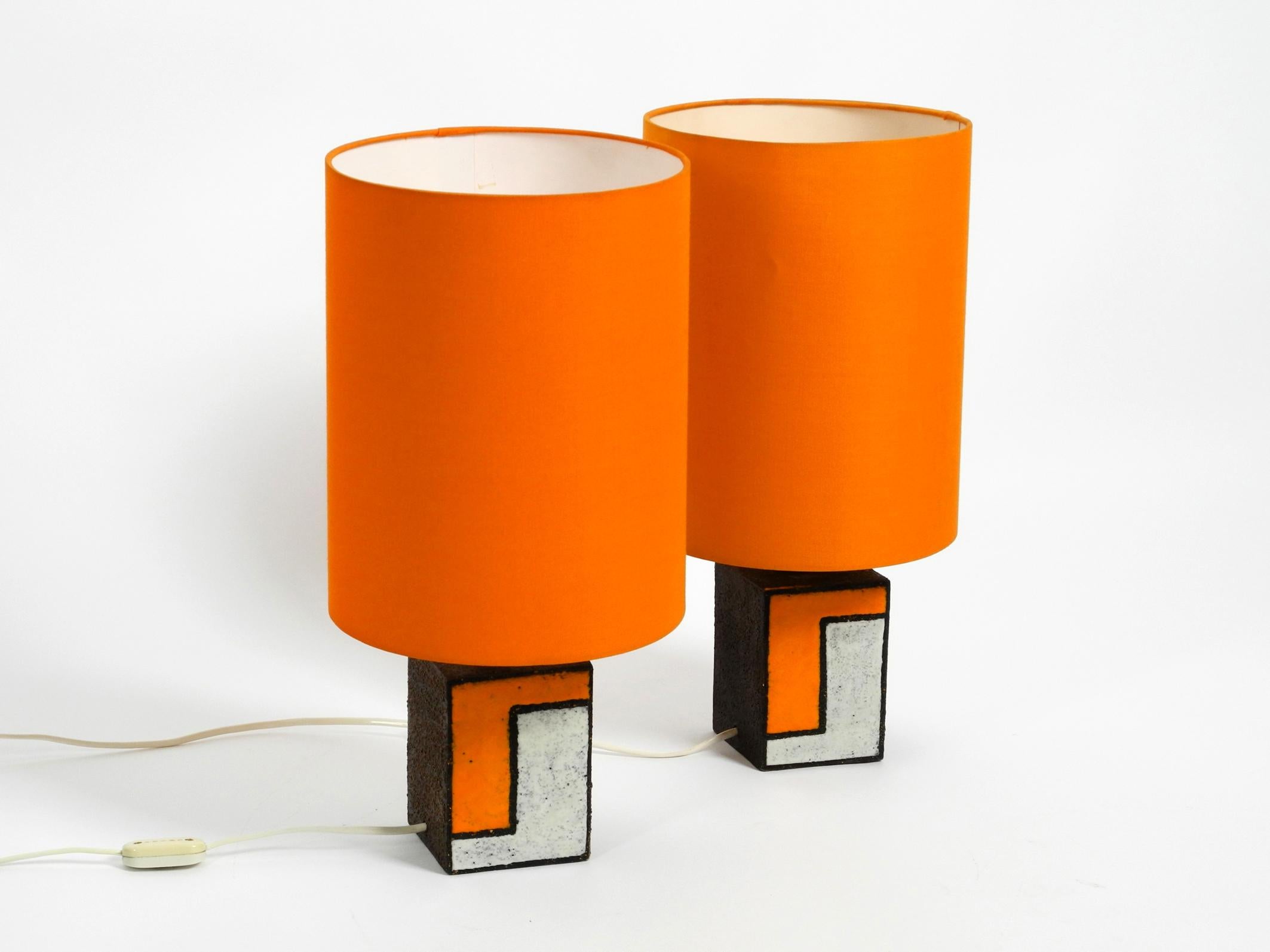 Mid-Century Modern Pair of Beautiful Rare Italian 1960s Ceramic Table Lamps