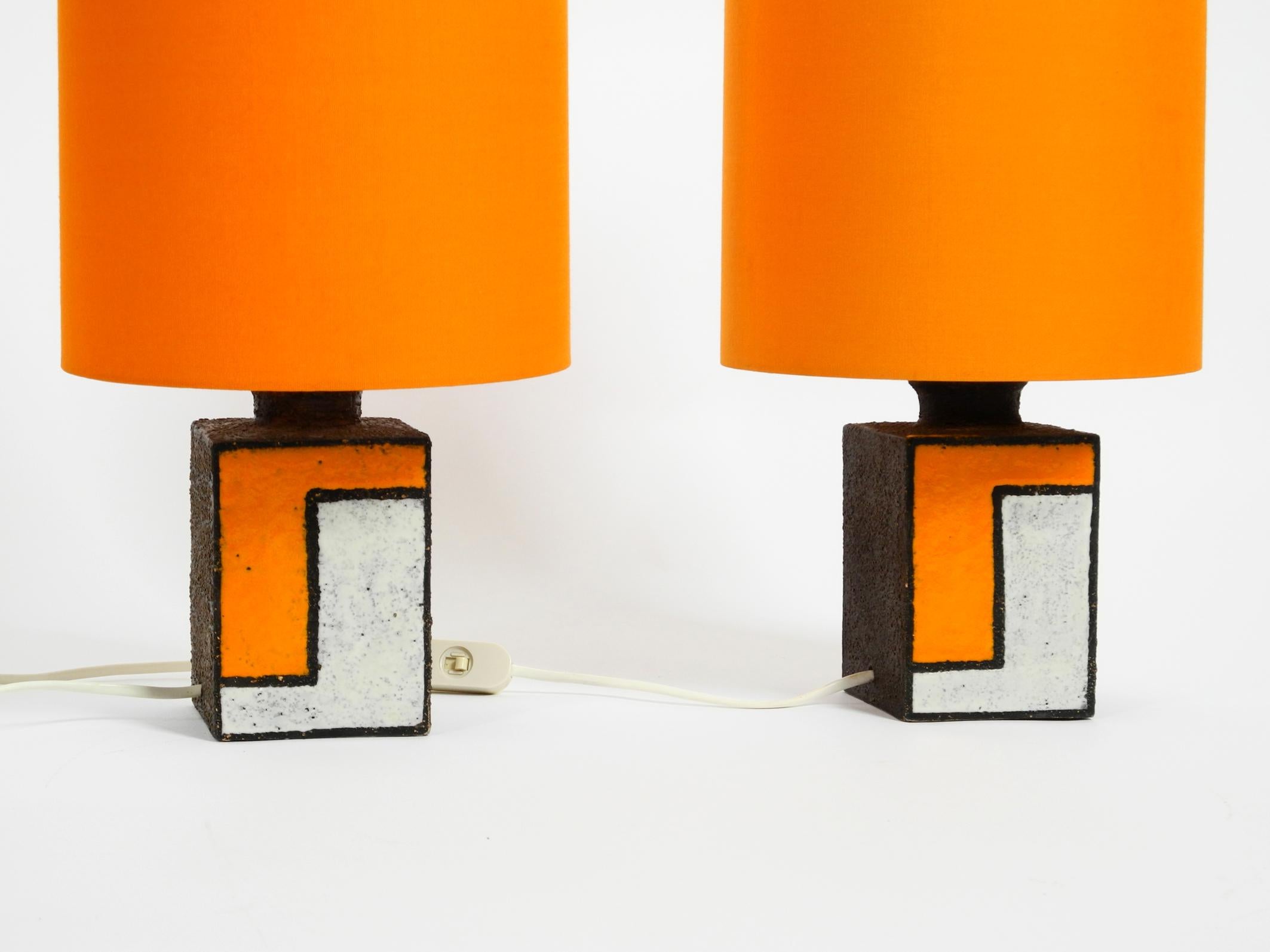 Mid-20th Century Pair of Beautiful Rare Italian 1960s Ceramic Table Lamps