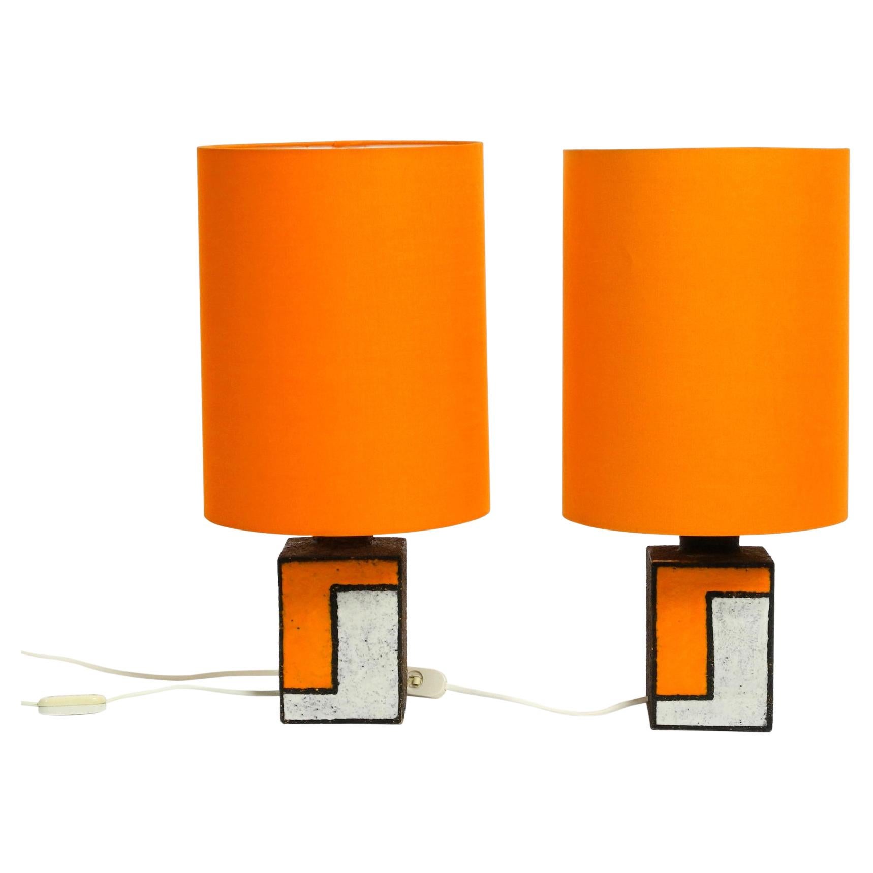 Pair of Beautiful Rare Italian 1960s Ceramic Table Lamps
