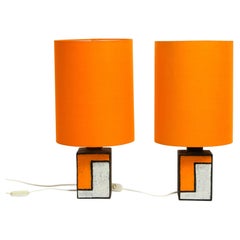 Pair of Beautiful Rare Italian 1960s Ceramic Table Lamps