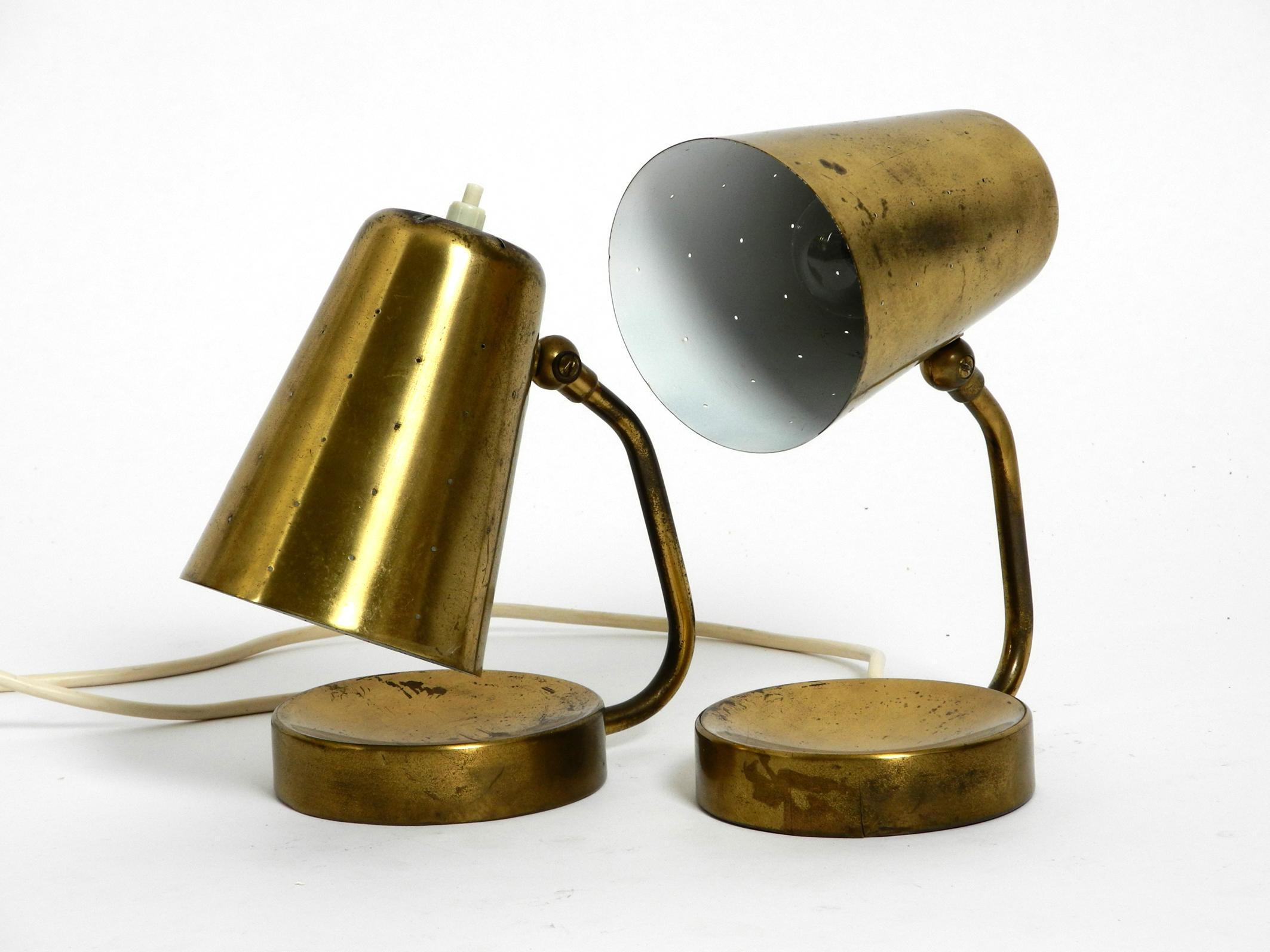 European Pair of Beautiful Rare Large Midcentury Brass Table Lamps