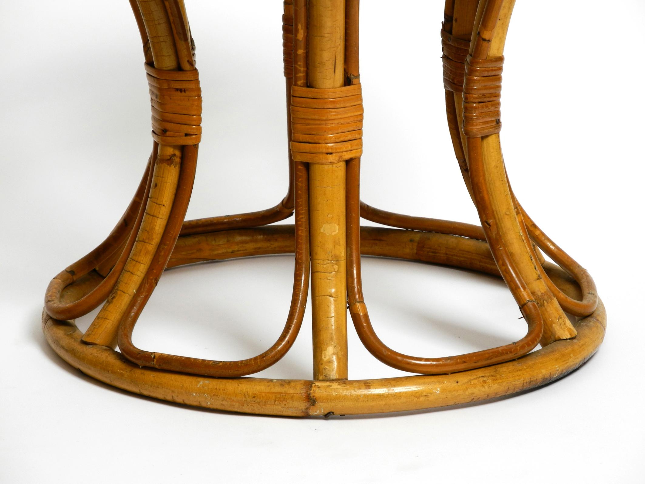 Pair of Beautiful Rare Original 1960's Italian Bamboo Stools For Sale 8