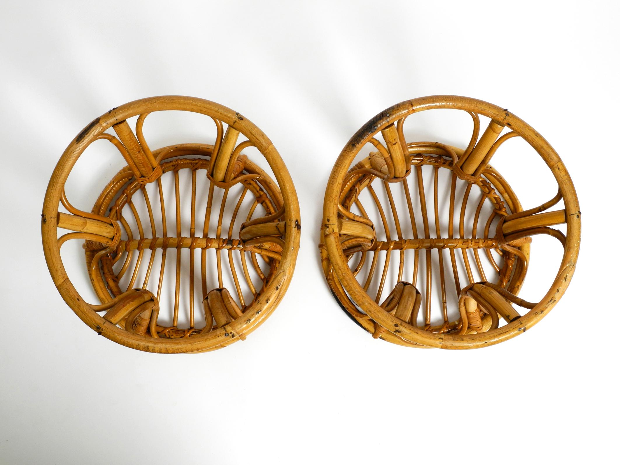 Pair of Beautiful Rare Original 1960's Italian Bamboo Stools For Sale 15