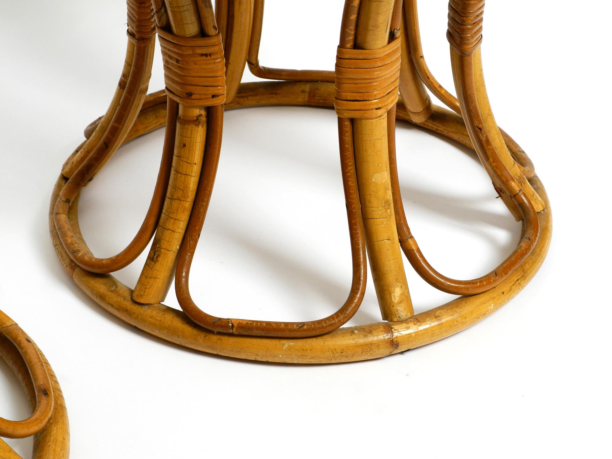 Pair of Beautiful Rare Original 1960's Italian Bamboo Stools For Sale 4