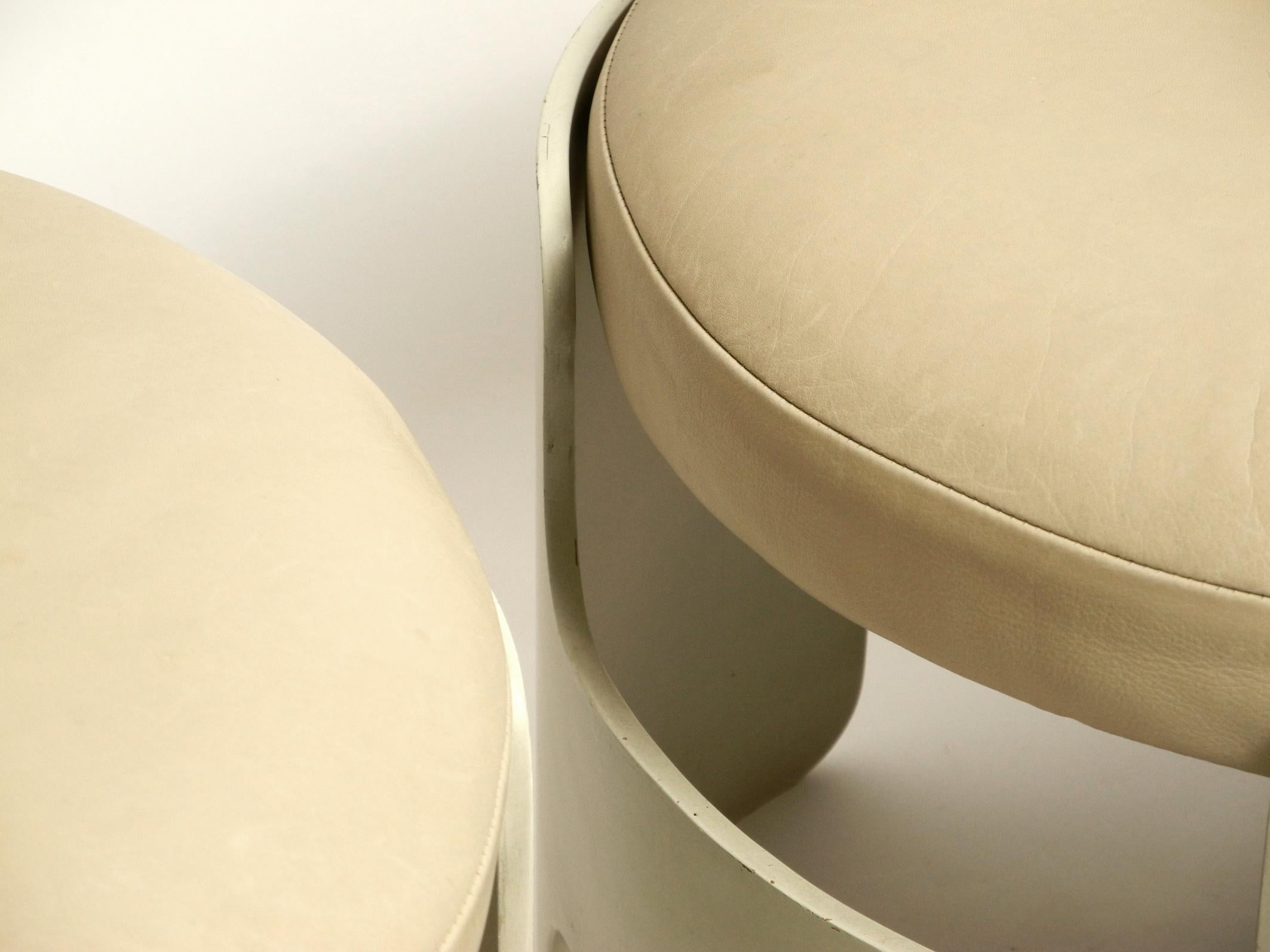 Faux Leather Pair of Beautiful Rare Stackable Original 1960s Space Age Stools by Gerd Lange