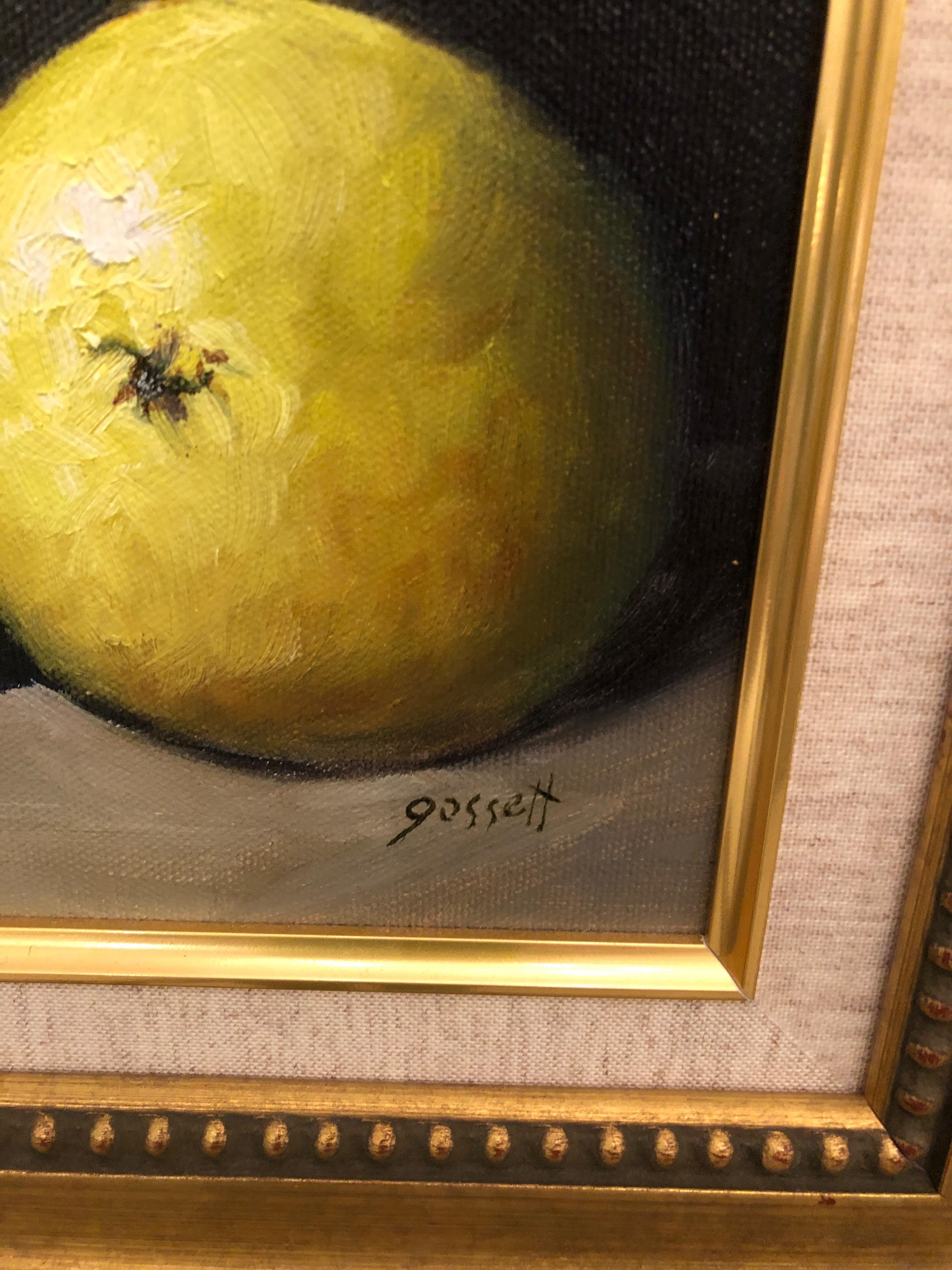 American Pair of Beautiful Realist Still Life Paintings of Pears