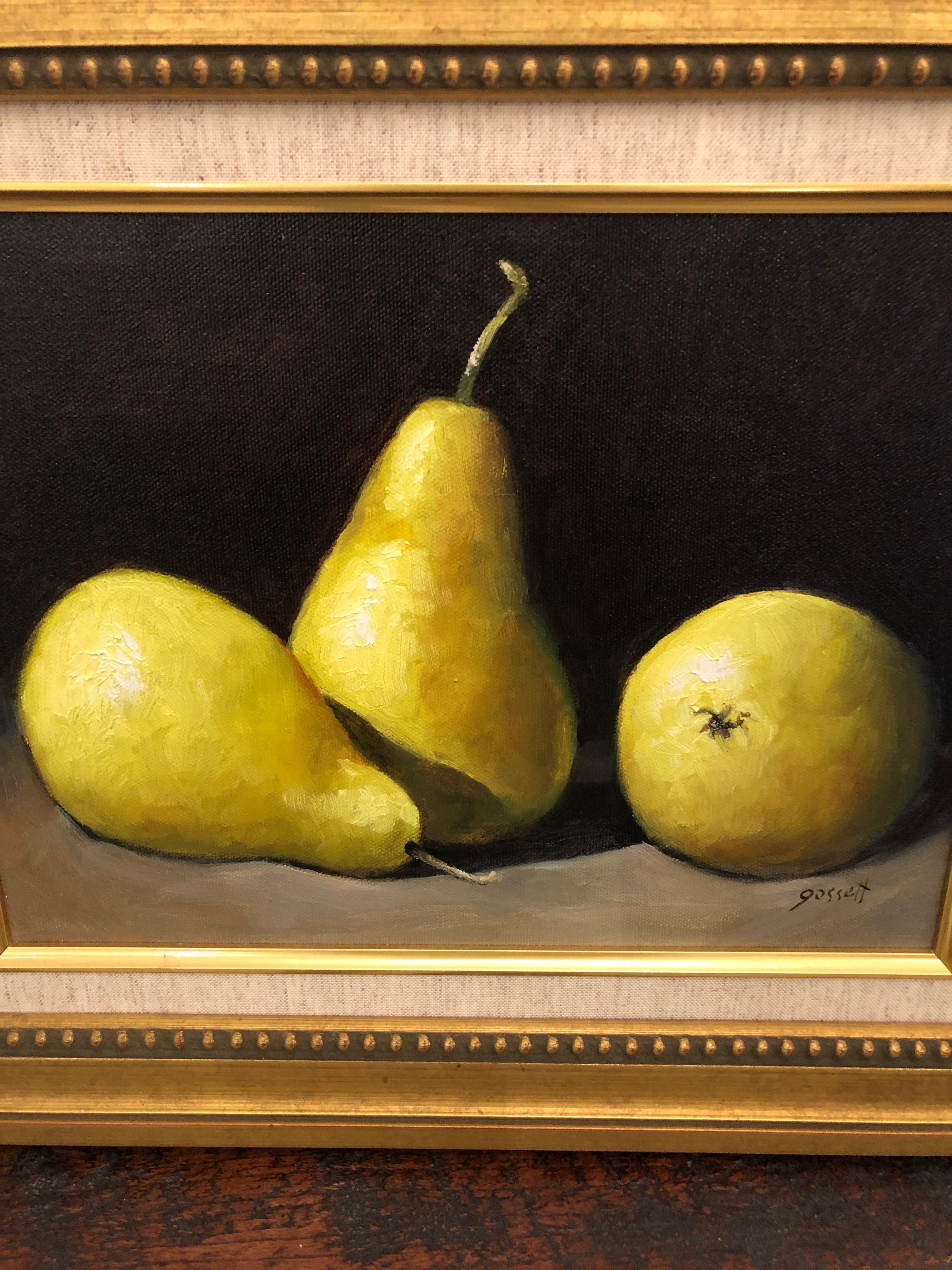 Pair of Beautiful Realist Still Life Paintings of Pears In Excellent Condition In Hopewell, NJ