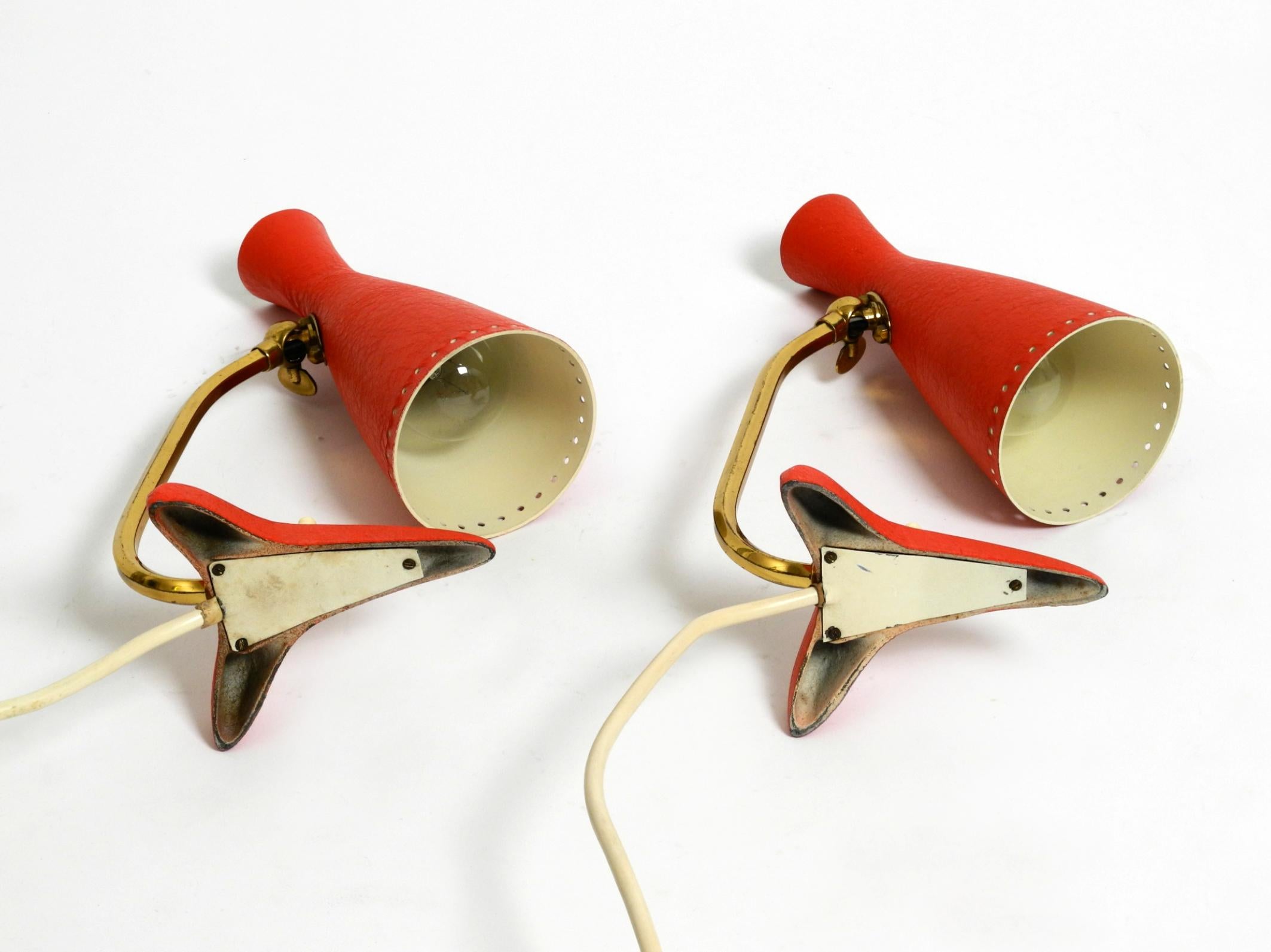 Pair of beautiful red Mid Century Diabolo crow's foot table lamps from Cosack For Sale 3