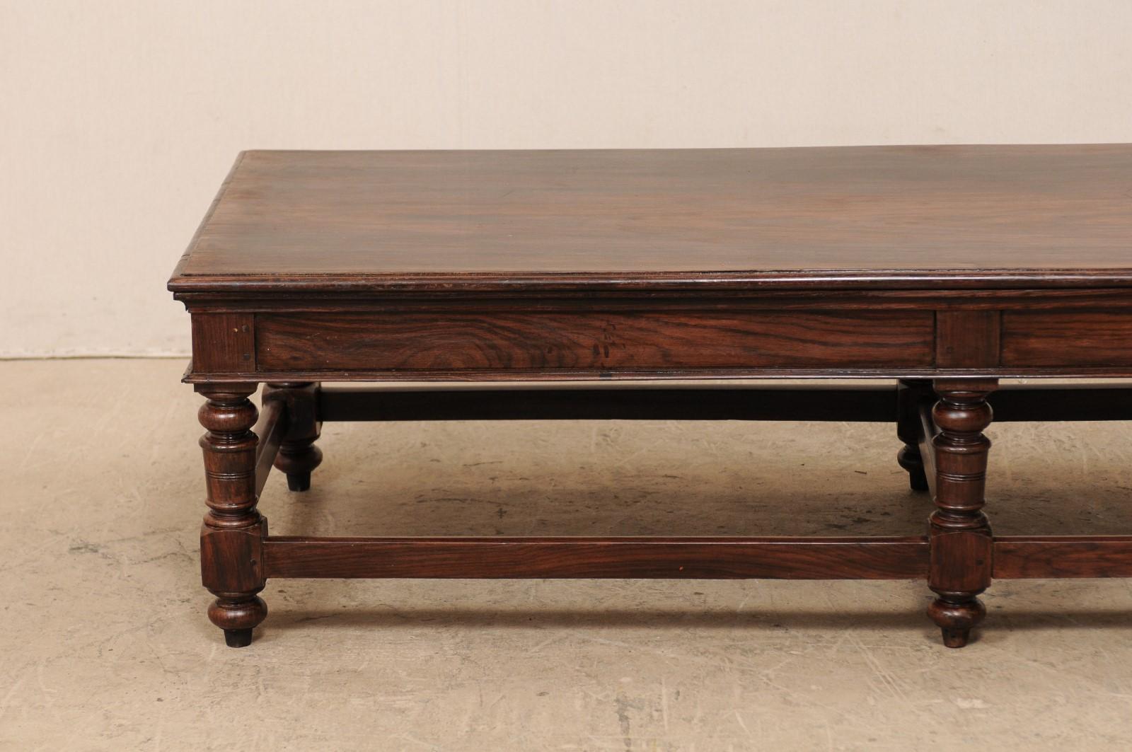 A Beautiful Pair of 6 Ft. Rosewood Coffee Tables (or Benches) from Kerala, India In Good Condition In Atlanta, GA