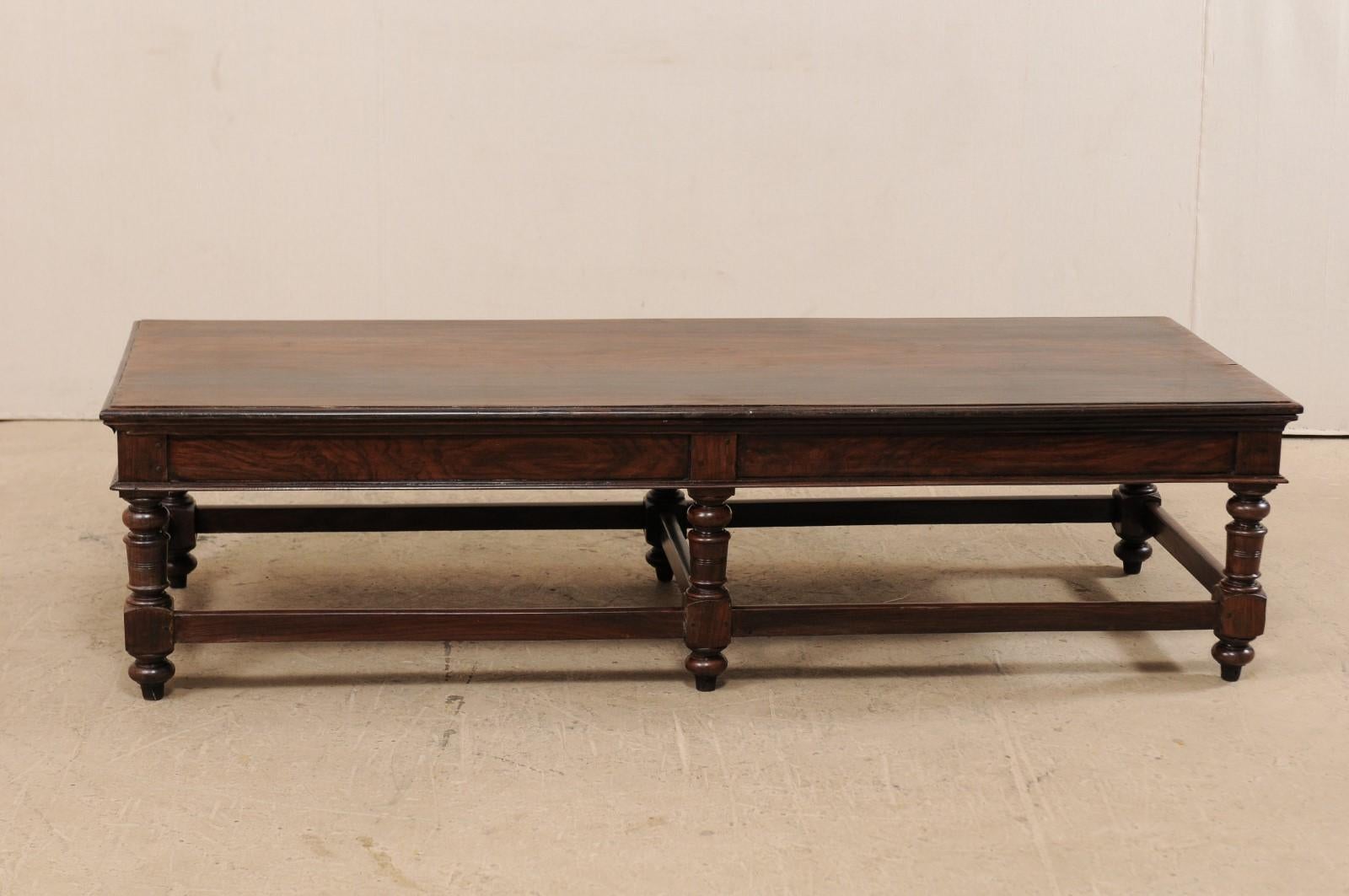 20th Century A Beautiful Pair of 6 Ft. Rosewood Coffee Tables (or Benches) from Kerala, India
