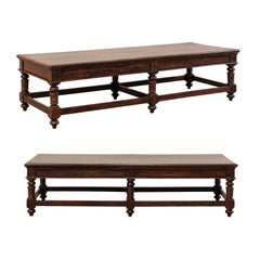 A Beautiful Pair of 6 Ft. Rosewood Coffee Tables (or Benches) from Kerala, India