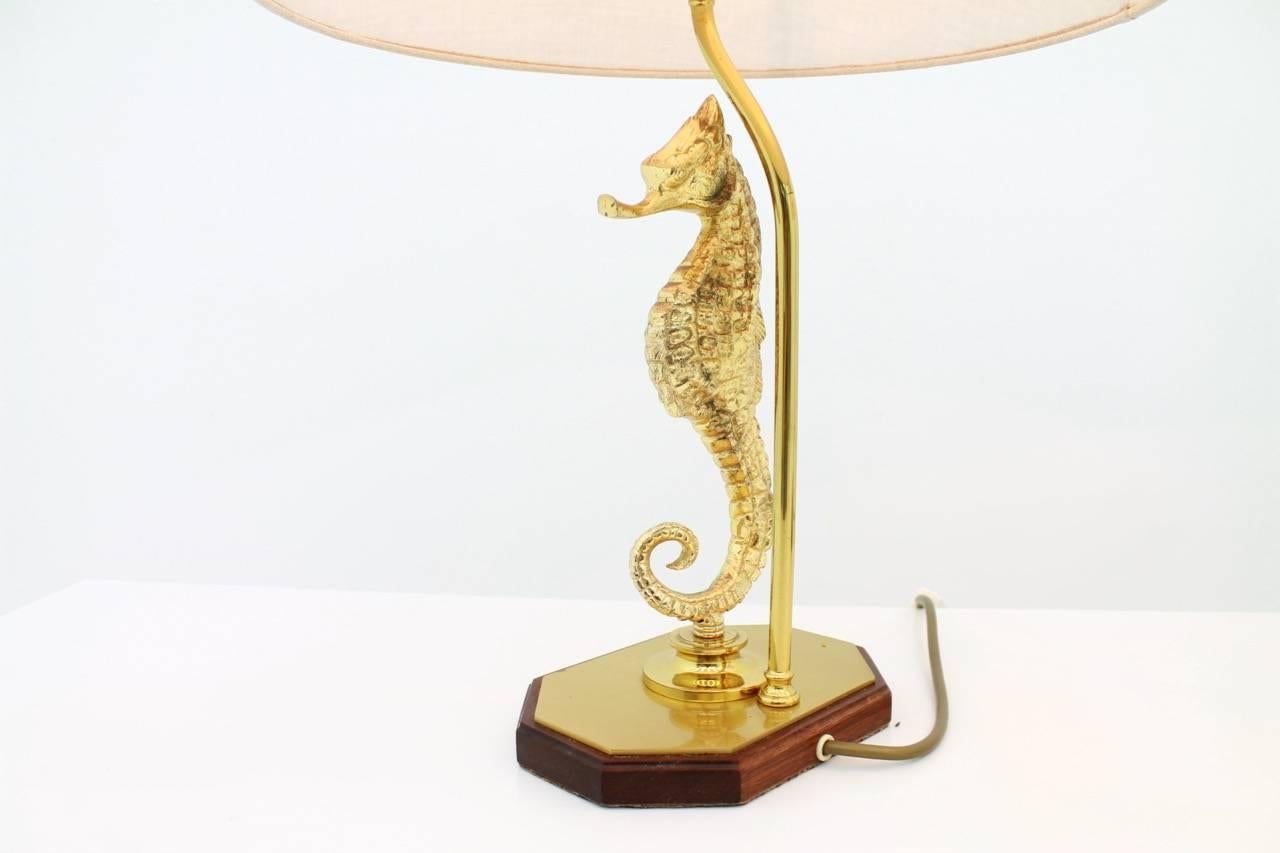 European Seahorse Table Lamps in Brass 1970s